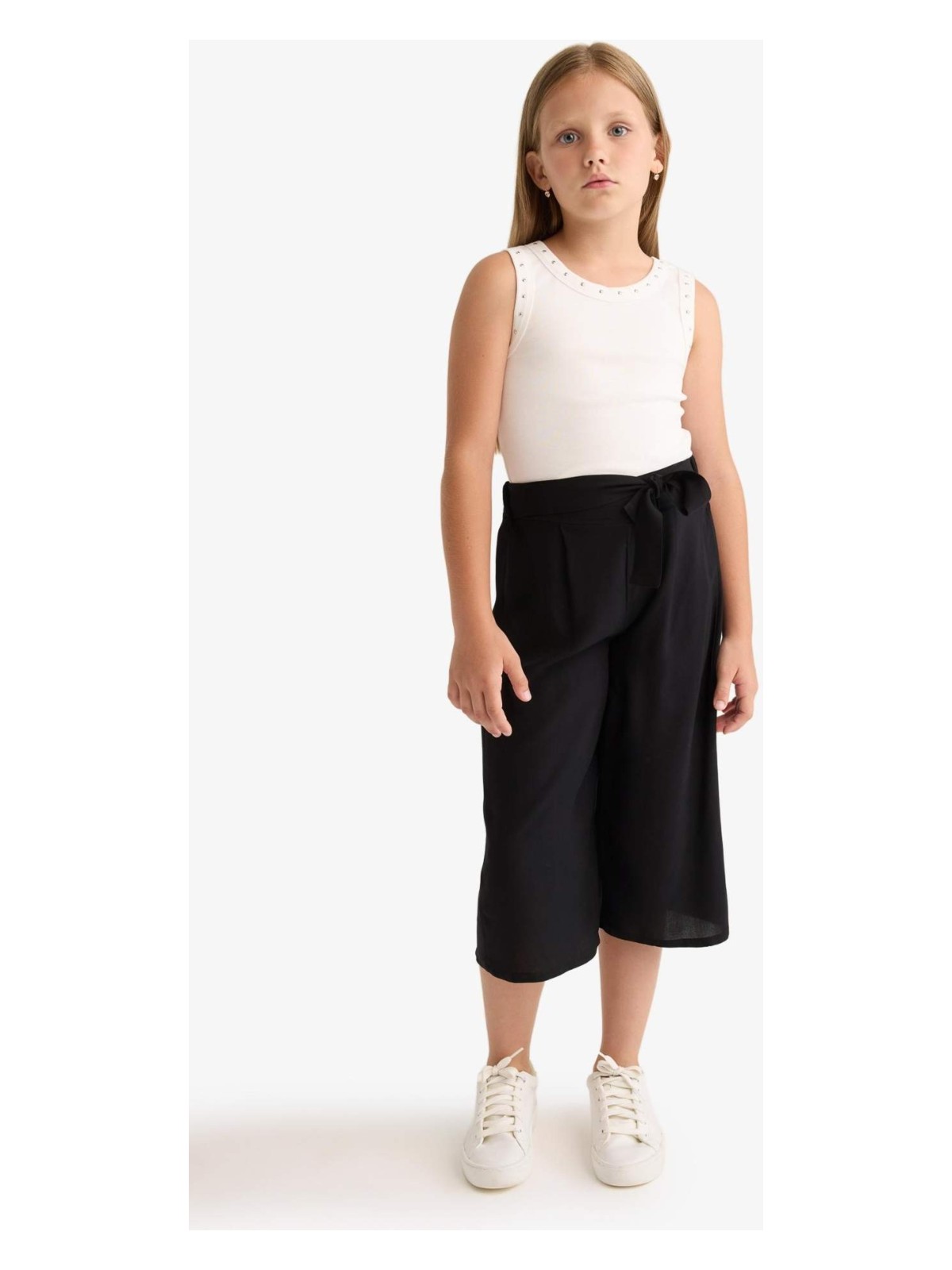 DeFacto Culotte Geniş Paça Viskon Kapri Kız Çocuk T3877A625SM - Görsel 8