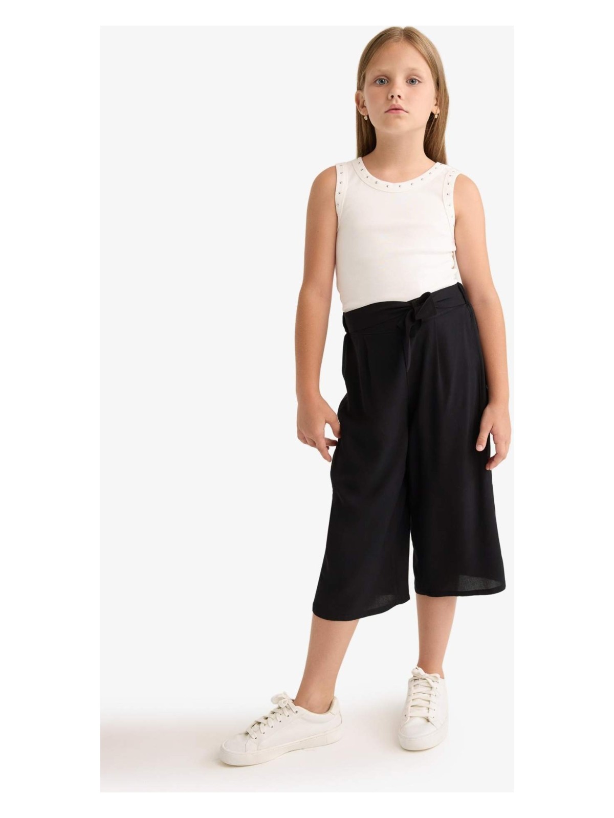 DeFacto Culotte Geniş Paça Viskon Kapri Kız Çocuk T3877A625SM - Görsel 10