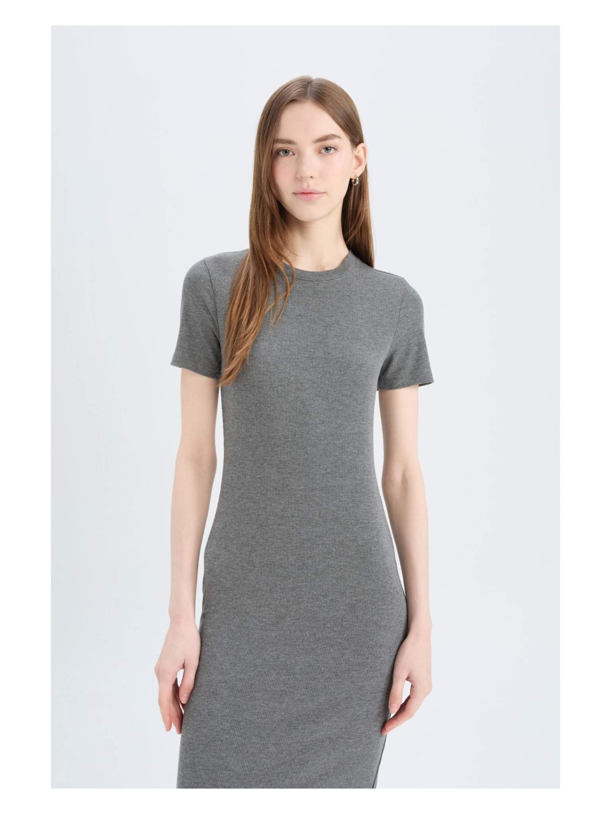DeFacto Bodycon Vücudu Saran Basic Fitilli Kaşkorse Midi Elbise E6926AX25SP - Görsel 9