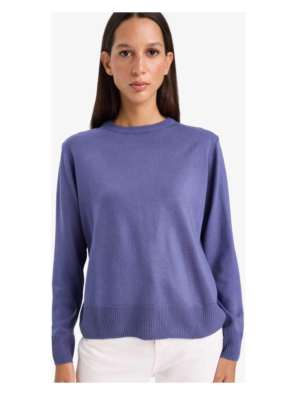 DeFacto Regular Fit Yumuşak Dokulu Bisiklet Yaka Basic Triko Kazak C0058AX25WN - Görsel 6