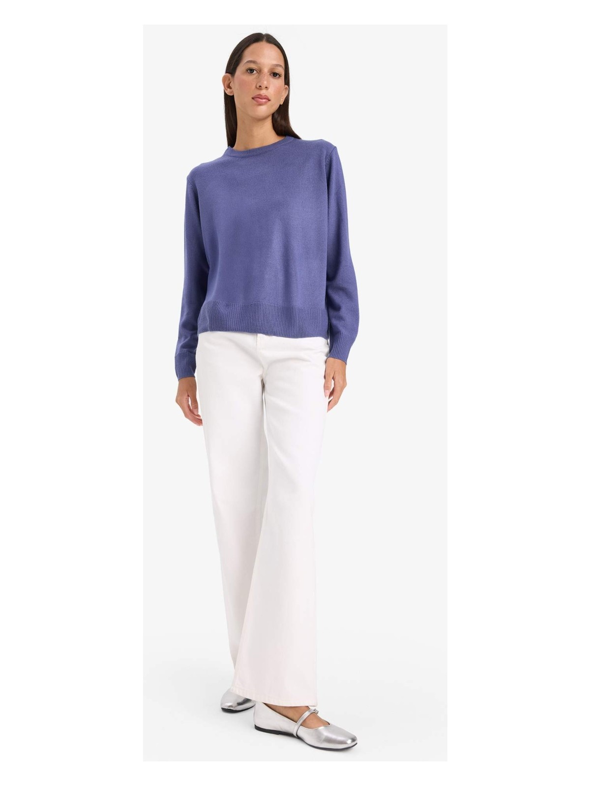 DeFacto Regular Fit Yumuşak Dokulu Bisiklet Yaka Basic Triko Kazak C0058AX25WN - Görsel 7