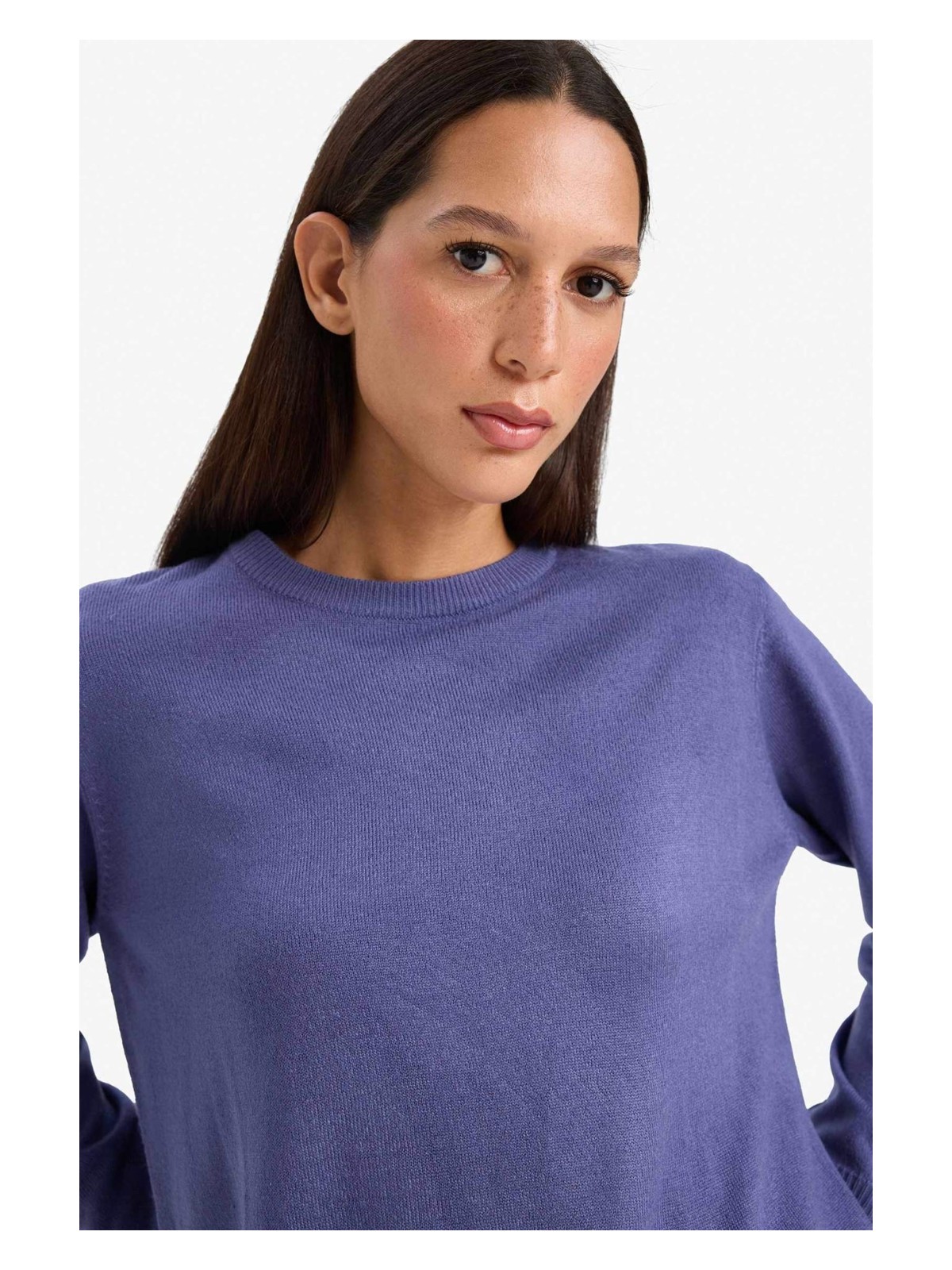 DeFacto Regular Fit Yumuşak Dokulu Bisiklet Yaka Basic Triko Kazak C0058AX25WN - Görsel 9