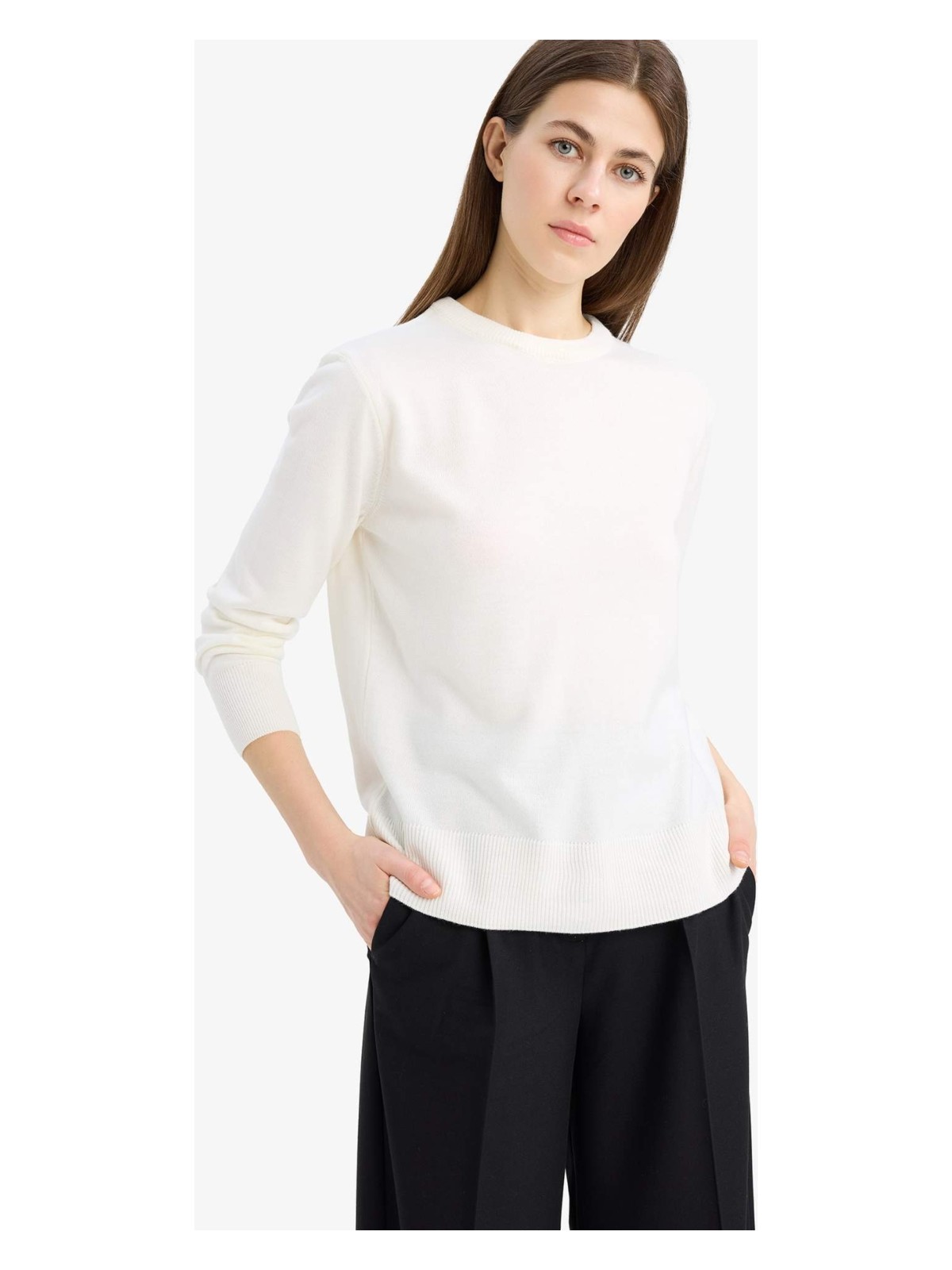 DeFacto Relax Fit Bisiklet Yaka Triko Kazak C0058AX25WN - Görsel 7
