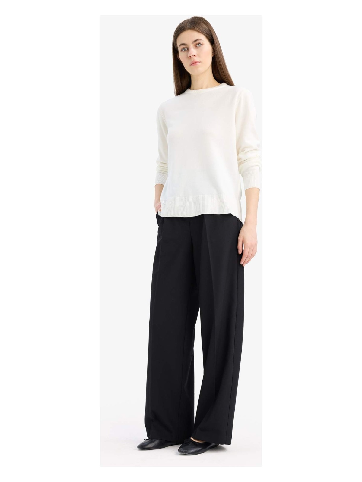 DeFacto Relax Fit Bisiklet Yaka Triko Kazak C0058AX25WN - Görsel 8
