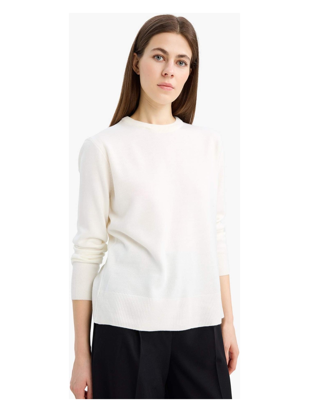 DeFacto Relax Fit Bisiklet Yaka Triko Kazak C0058AX25WN - Görsel 10