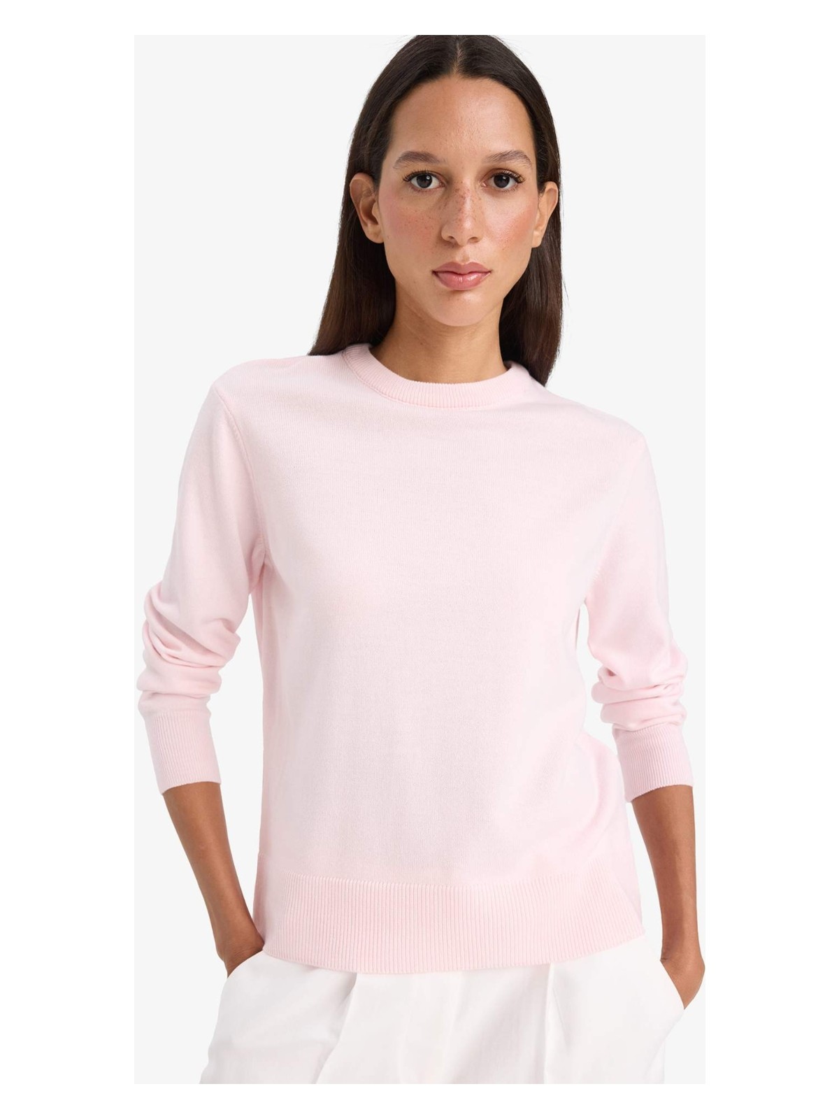 DeFacto Regular Fit Yumuşak Dokulu Bisiklet Yaka Basic Triko Kazak C0058AX25WN - Görsel 8