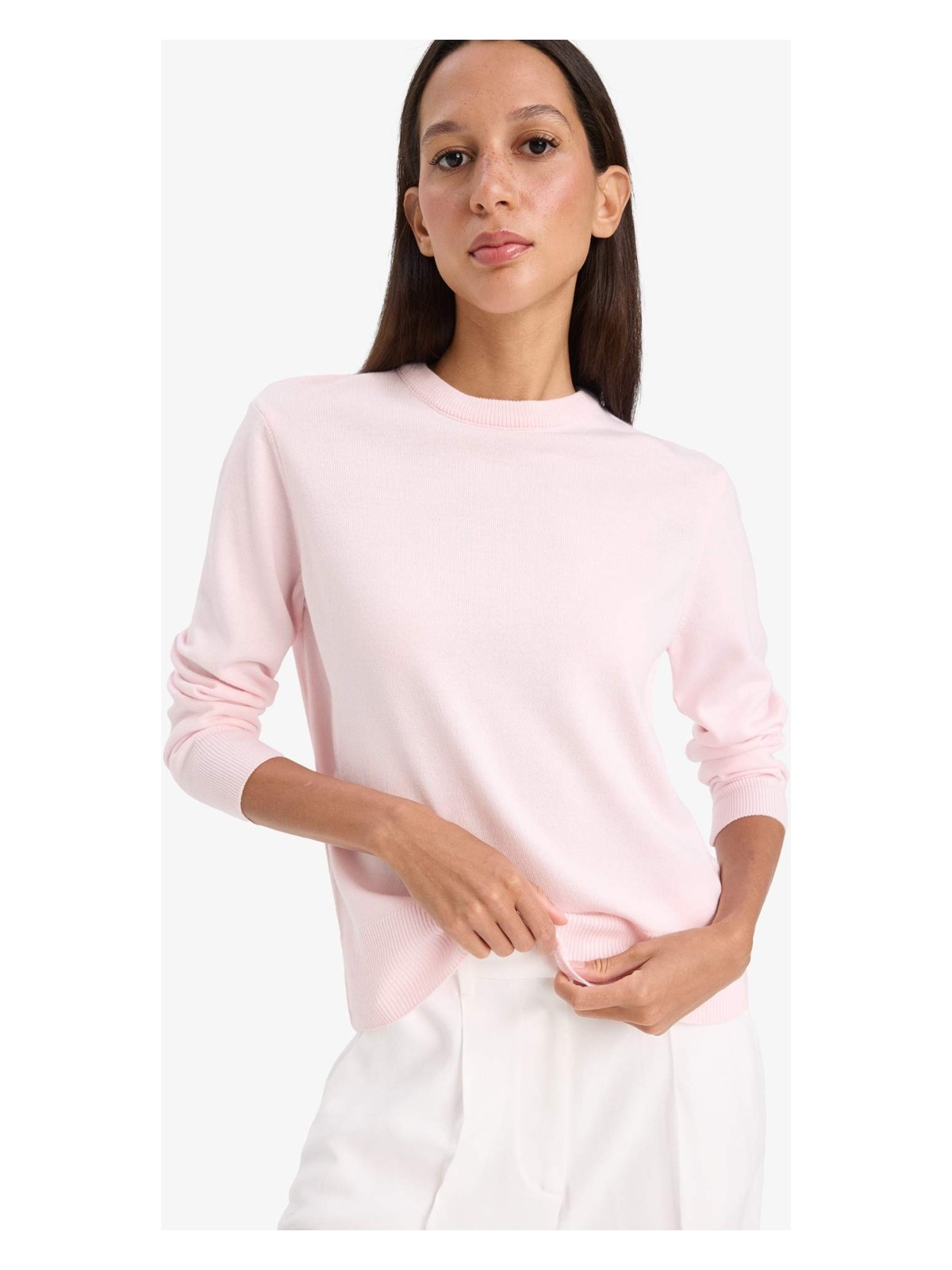 DeFacto Regular Fit Yumuşak Dokulu Bisiklet Yaka Basic Triko Kazak C0058AX25WN - Görsel 10