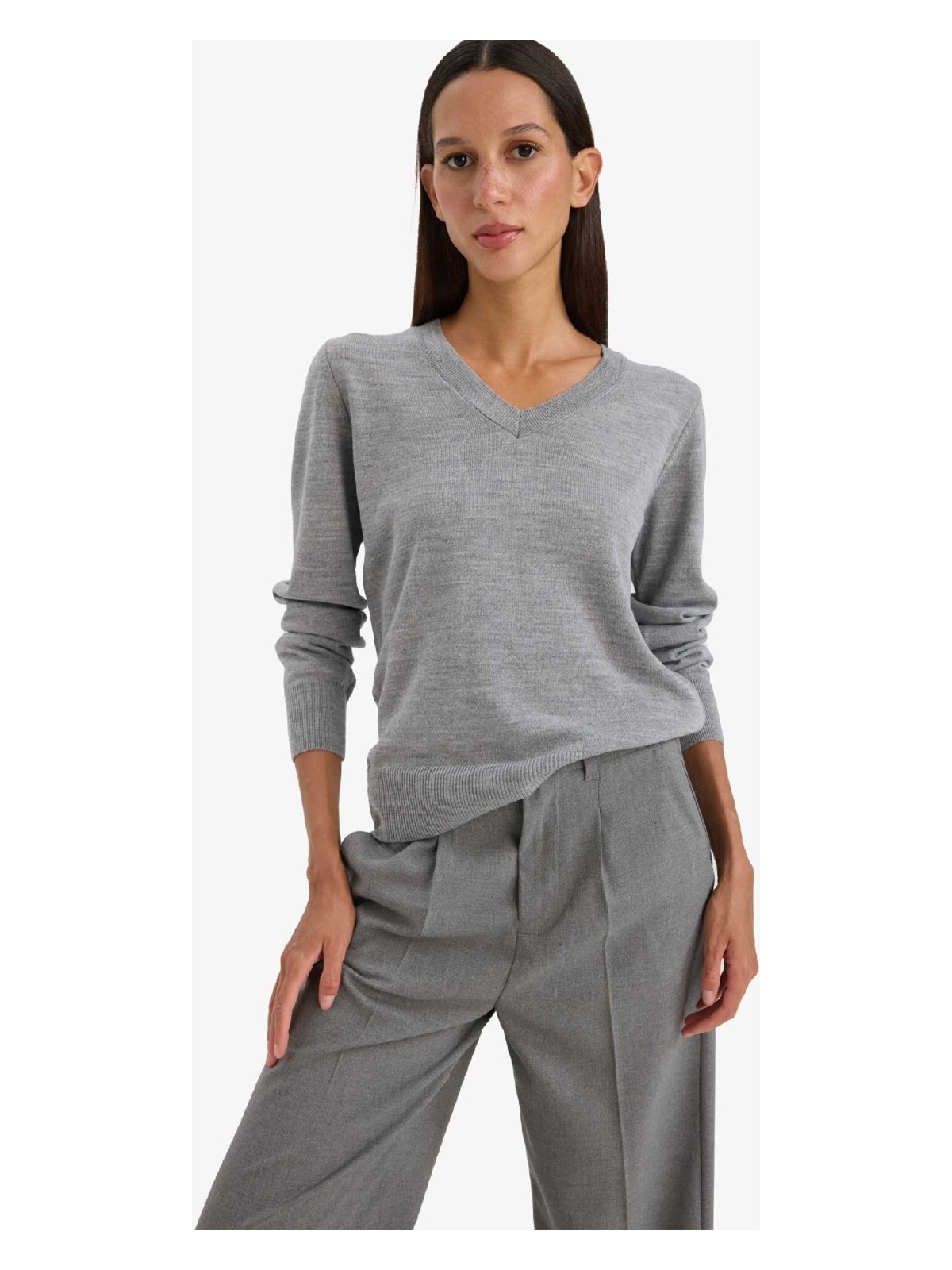 DeFacto Relax Fit V Yaka Triko Kazak C4024AX25WN - Görsel 9