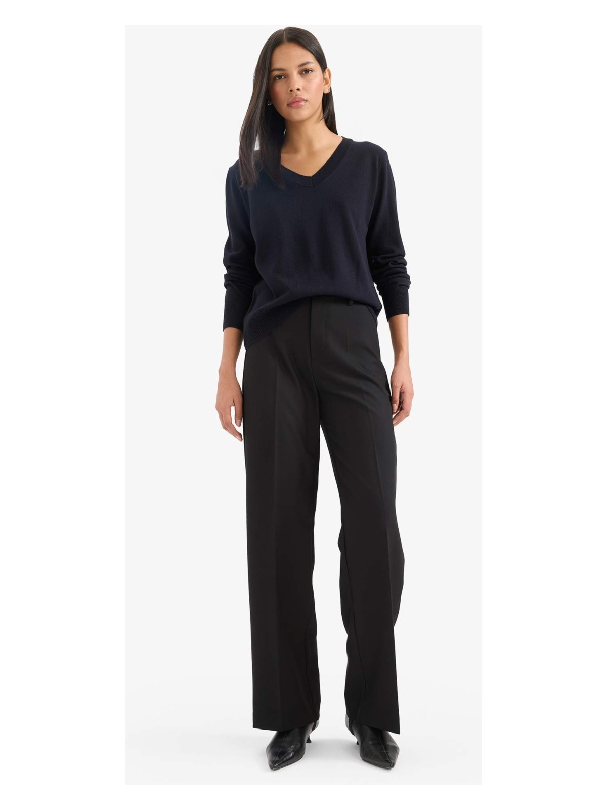 DeFacto Relax Fit V Yaka Triko Kazak C4024AX25WN - Görsel 8