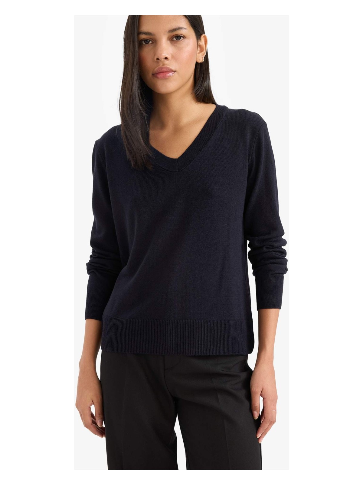 DeFacto Relax Fit V Yaka Triko Kazak C4024AX25WN - Görsel 9