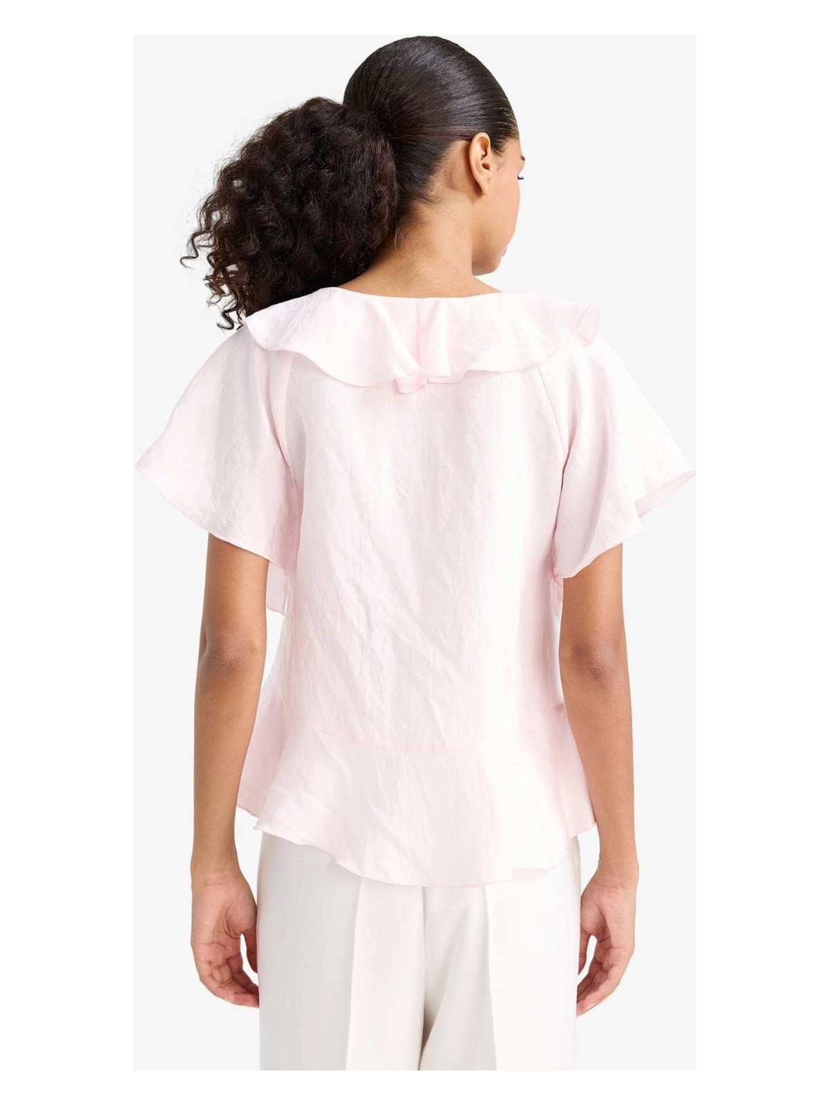 DeFacto Regular Fit V Yaka Modal Kısa Kollu Bluz F8319AX25AU - Görsel 5