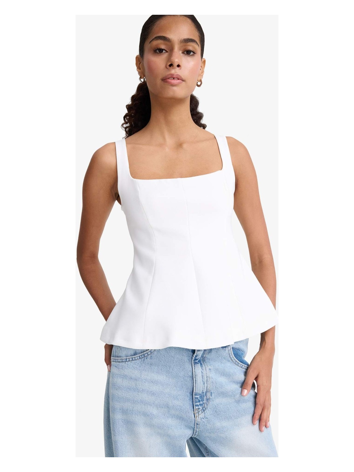 DeFacto Fitted Kare Yaka Askılı Bluz F3471AX25AU - Görsel 8