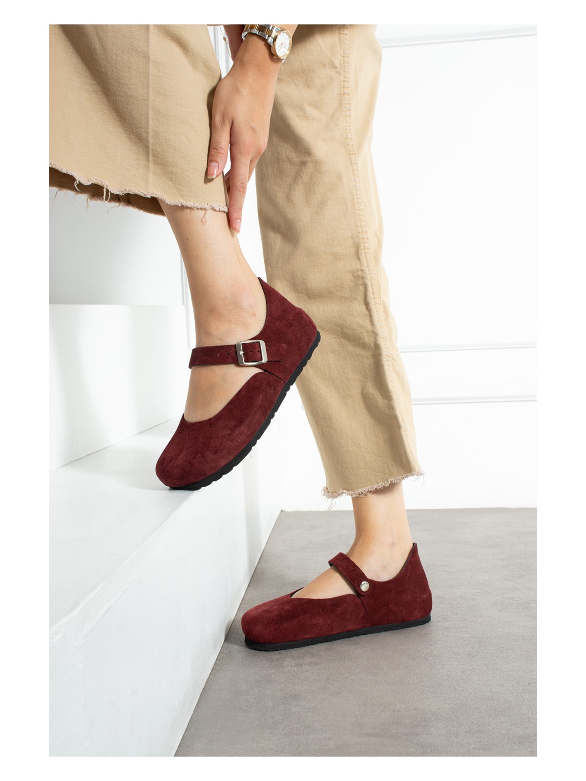 Uniqueqoop Ottawa Hakiki Deri Mantar Taban Ortopedik Kadın Babet - Görsel 8