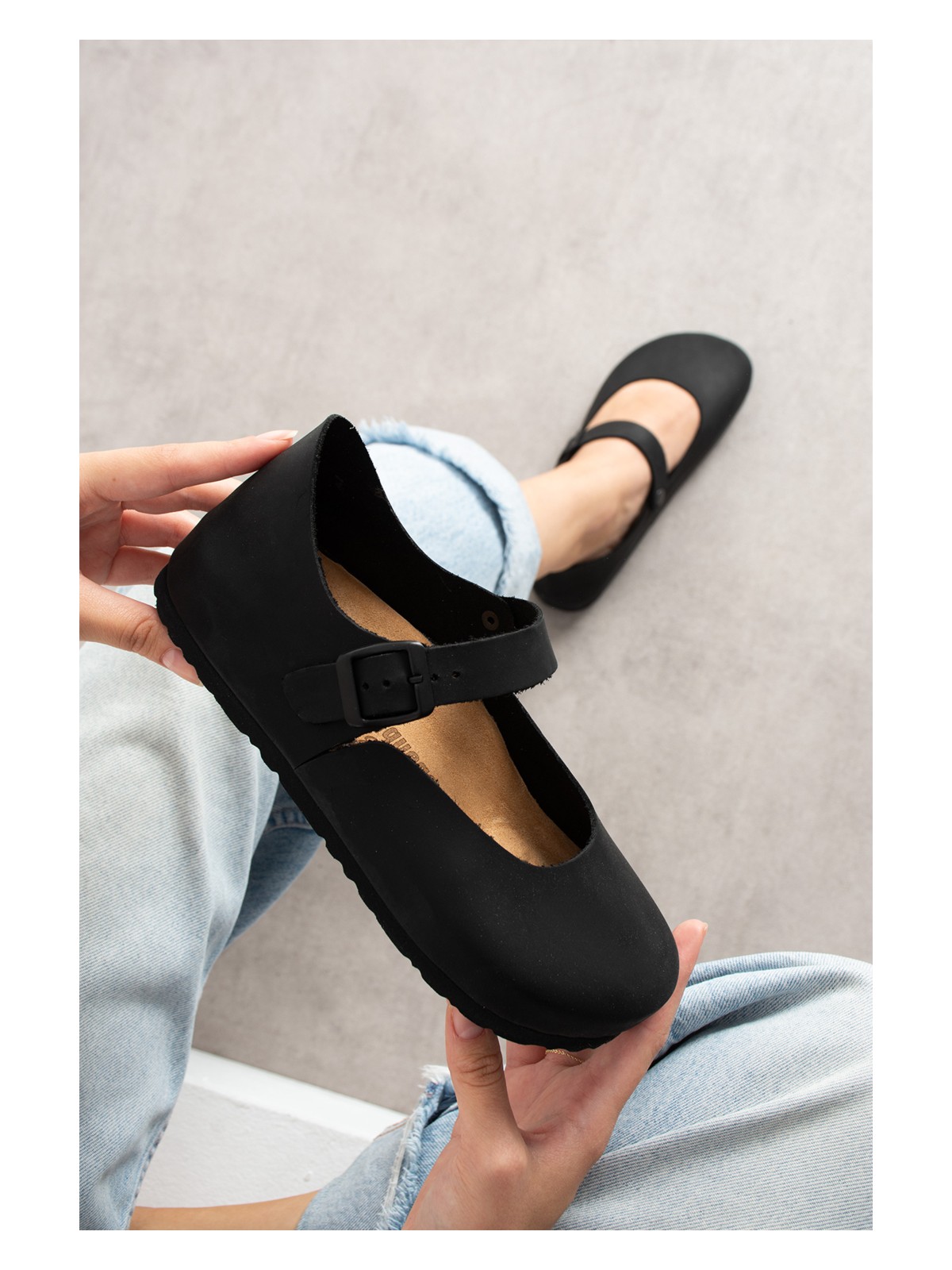 Uniqueqoop Ottawa Hakiki Deri Mantar Taban Ortopedik Kadın Babet