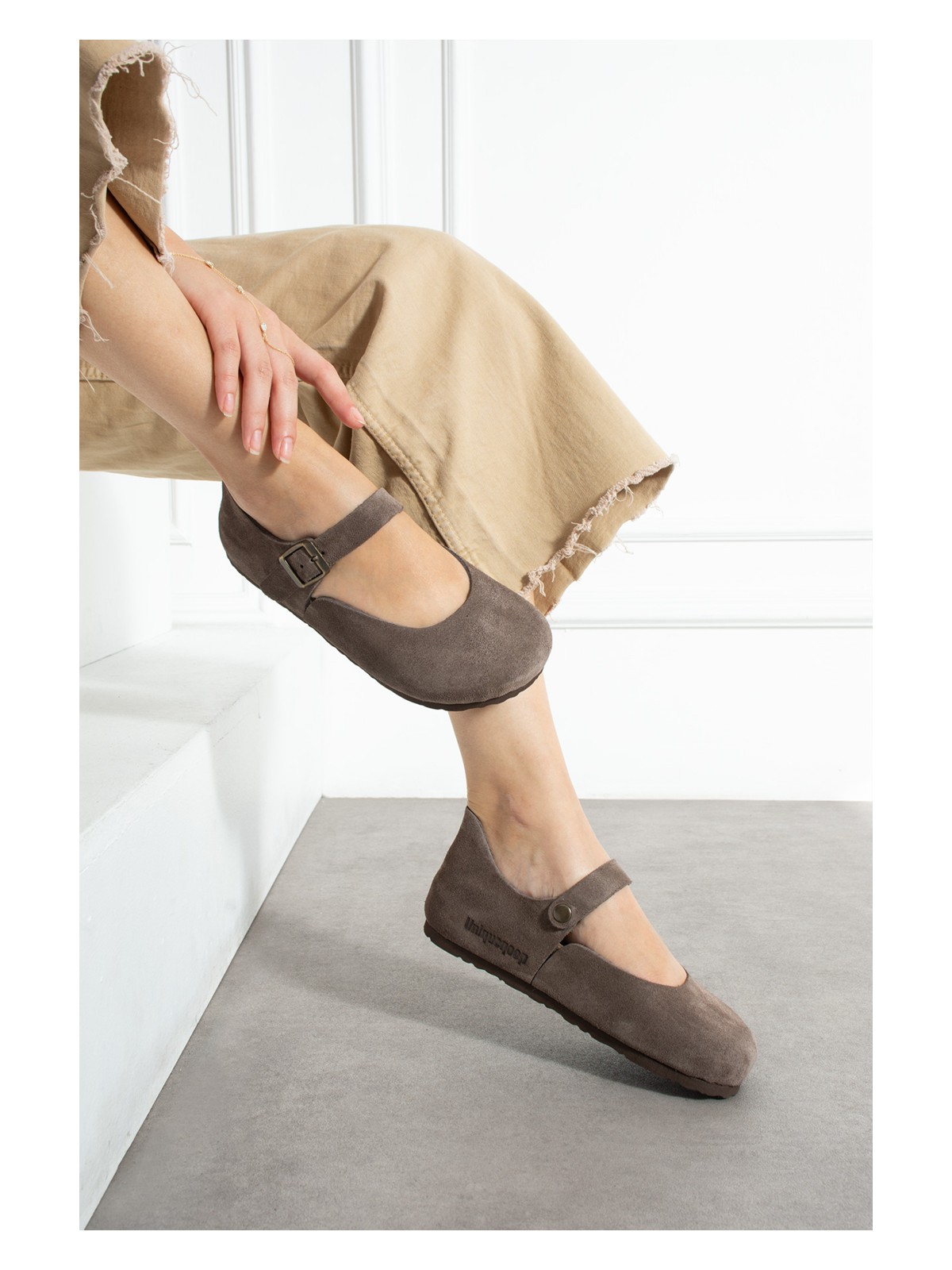 Uniqueqoop Ottawa Hakiki Deri Mantar Taban Ortopedik Kadın Babet - Görsel 5