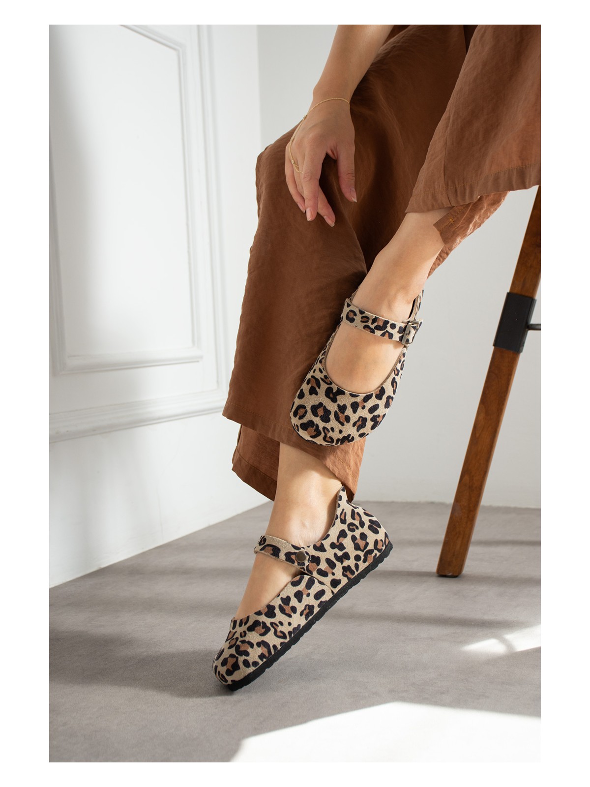 Uniqueqoop Ottawa Hakiki Deri Mantar Taban Ortopedik Kadın Babet - Görsel 4