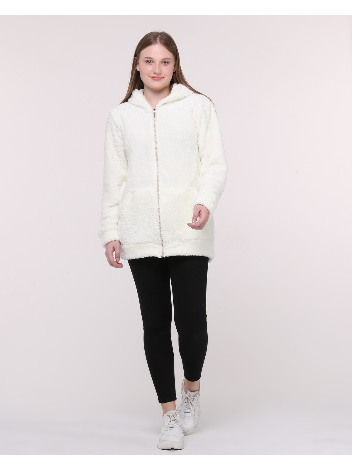 Bnz Tekstil Kapüşonlu Polar Welsoft Peluş Hırka