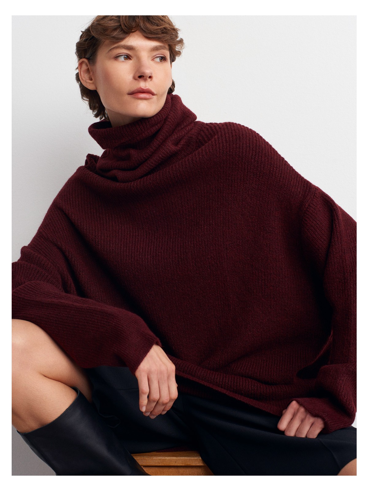 Dilvin 2268 Balıkçı Yaka Geniş Kazak-Haki - Görsel 3