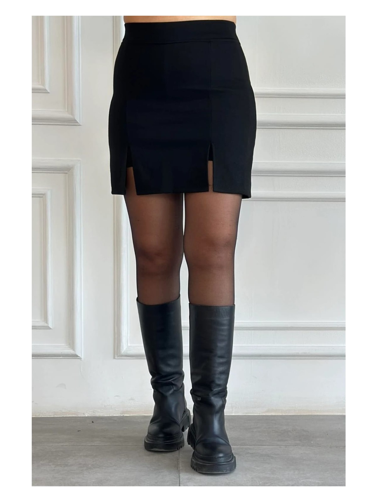 My-o Çelik Kumaş Ön Arka Etek Görünümlü Likralı Şort Etek