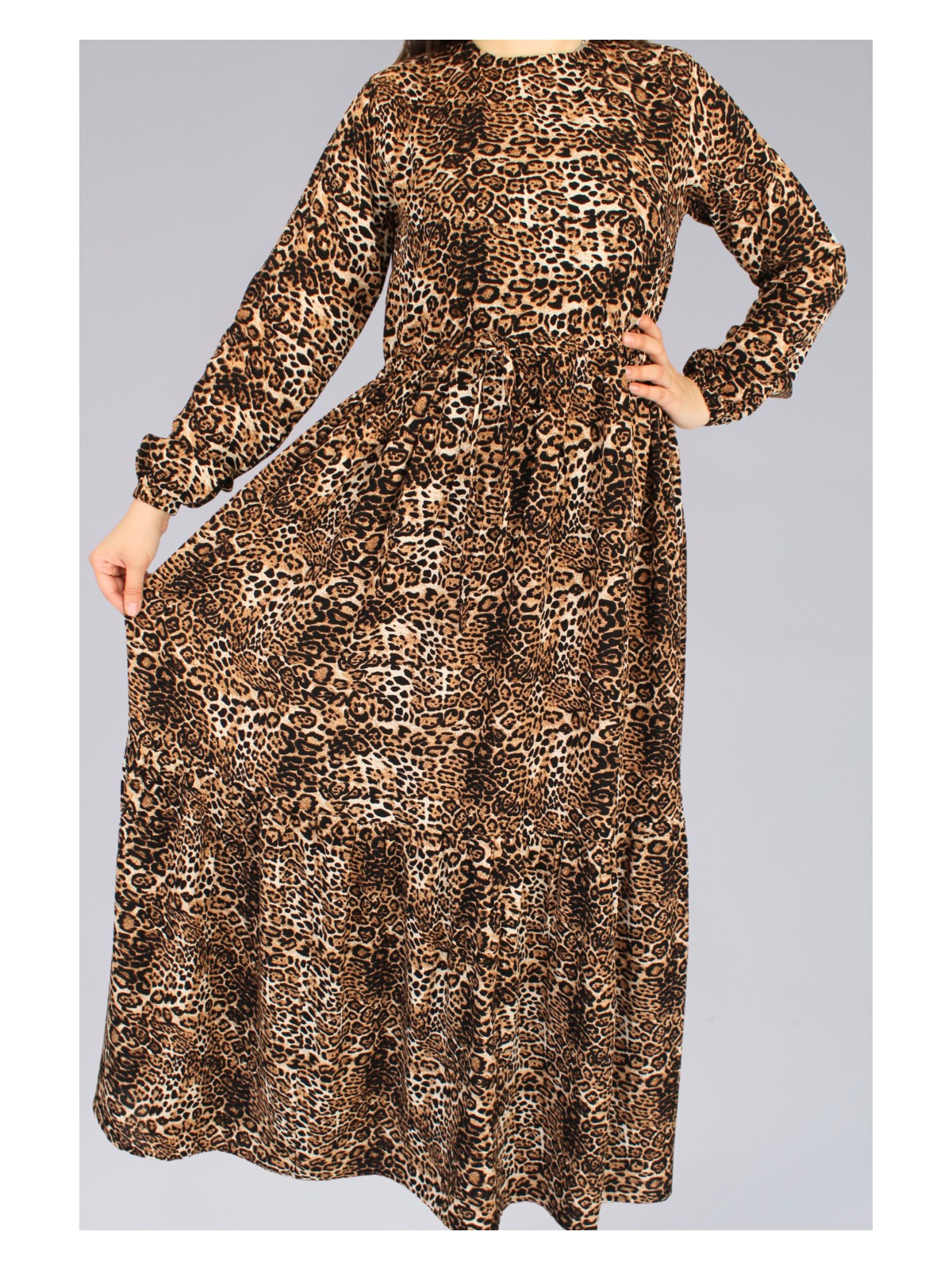 She Best Viskon Kumaş Siyah Uzun Tesettür Elbise - Görsel 3