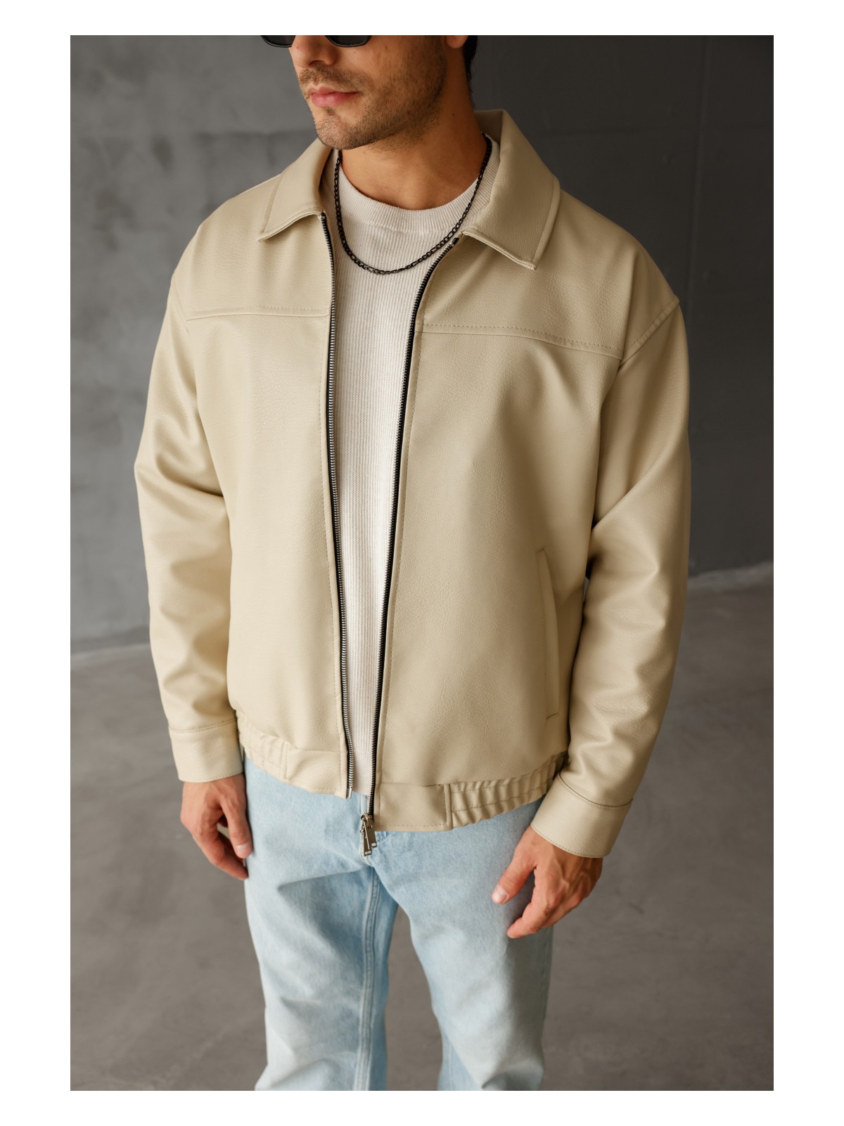 Mach Oversize Unisex Içi Kürklü Deri Ceket - Görsel 4