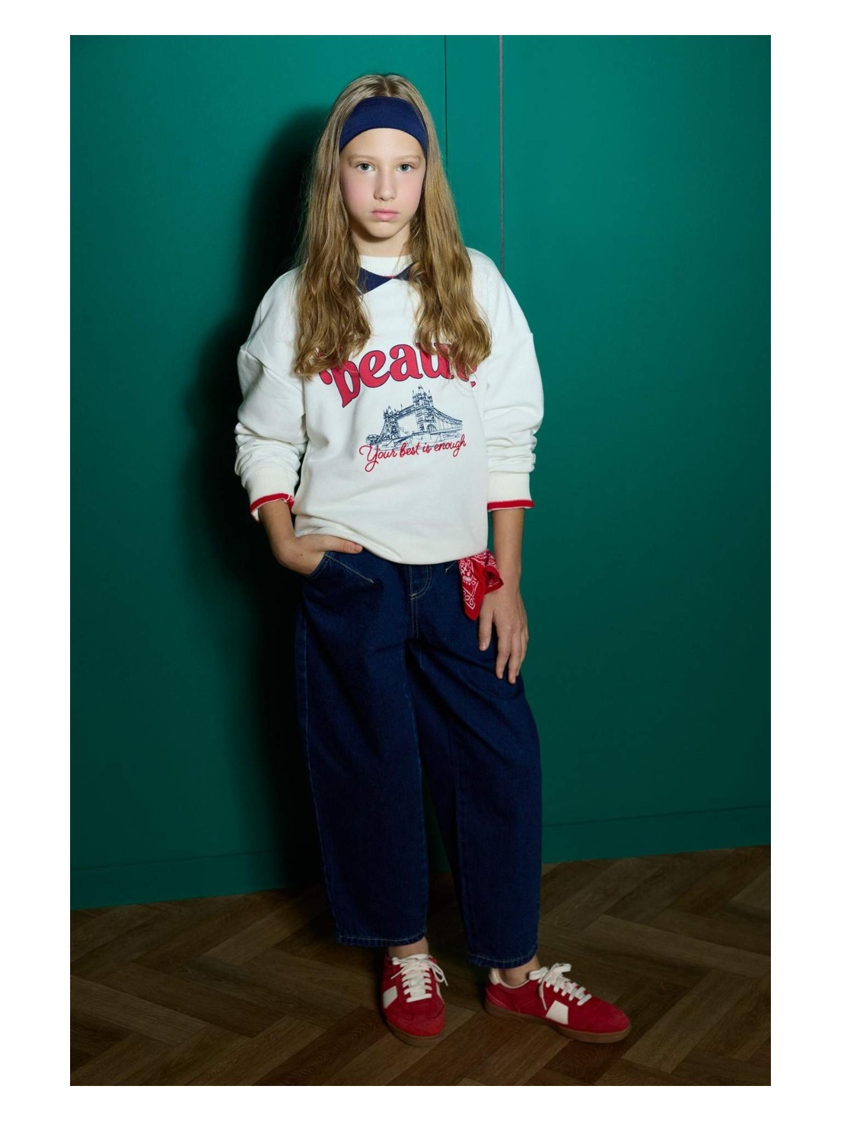 DeFacto Balloon Fit Geniş Paça Jean Pantolon Kız Çocuk F2608A825AU