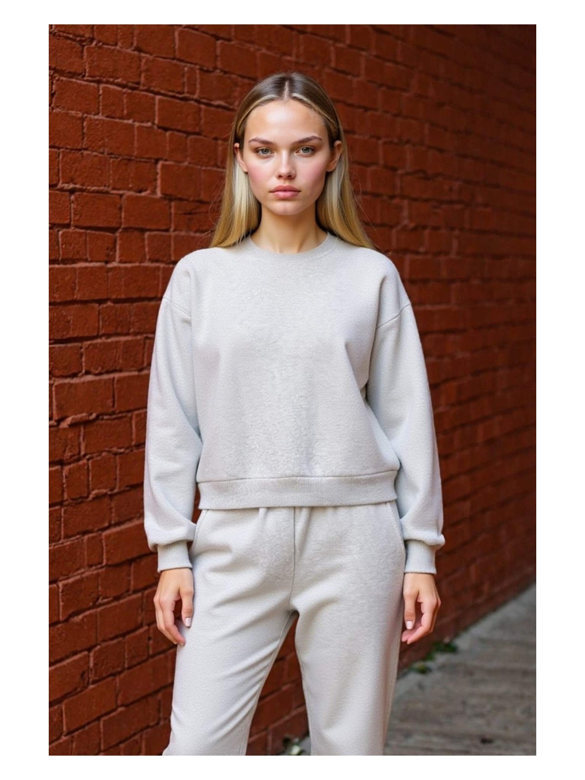 DeFacto Oversize Geniş Kalıp Bisiklet Yaka Basic Düz Kalın Gri Sweatshirt D9022AXNS