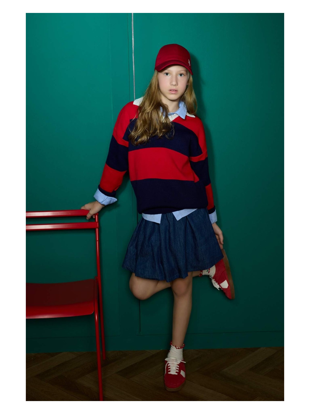 DeFacto Beli Lastikli Balon Jean Etek Kız Çocuk G1229A825AU