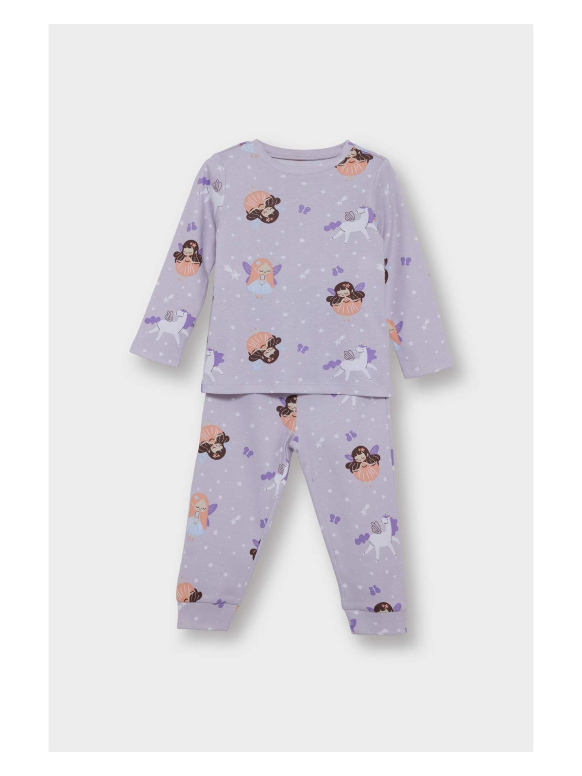 DeFacto %100 Pamuklu Tavşan Desenli Beli Lastikli Pijama Takımı Kız Bebek F0636A525AU