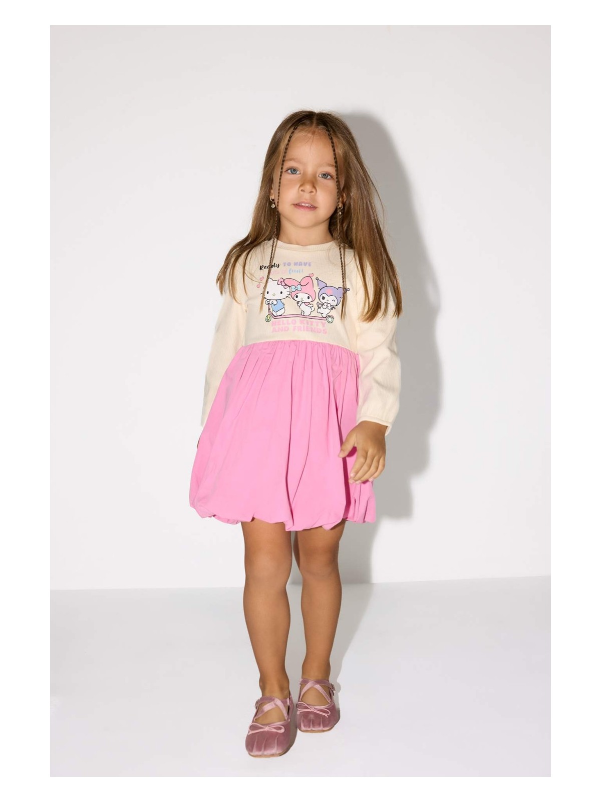 DeFacto Hello Kitty Uzun Kollu Fitilli Kaşkorse Elbise Kız Bebek G0370A525WN