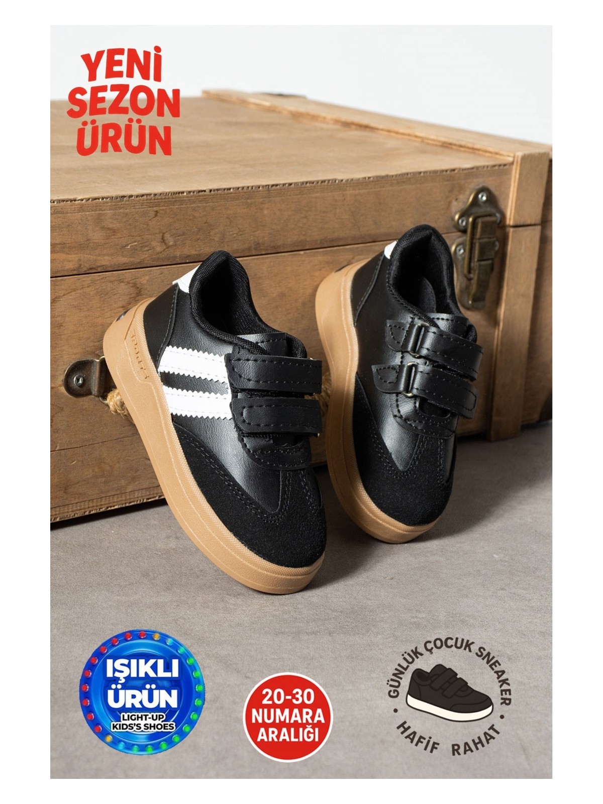 Albishoes Unisex Erkek - Kız - Çocuk Bebek Işıklı Cırtlı Okul Ayakkabısı Sneaker Çocuk Spor Ayakkabı