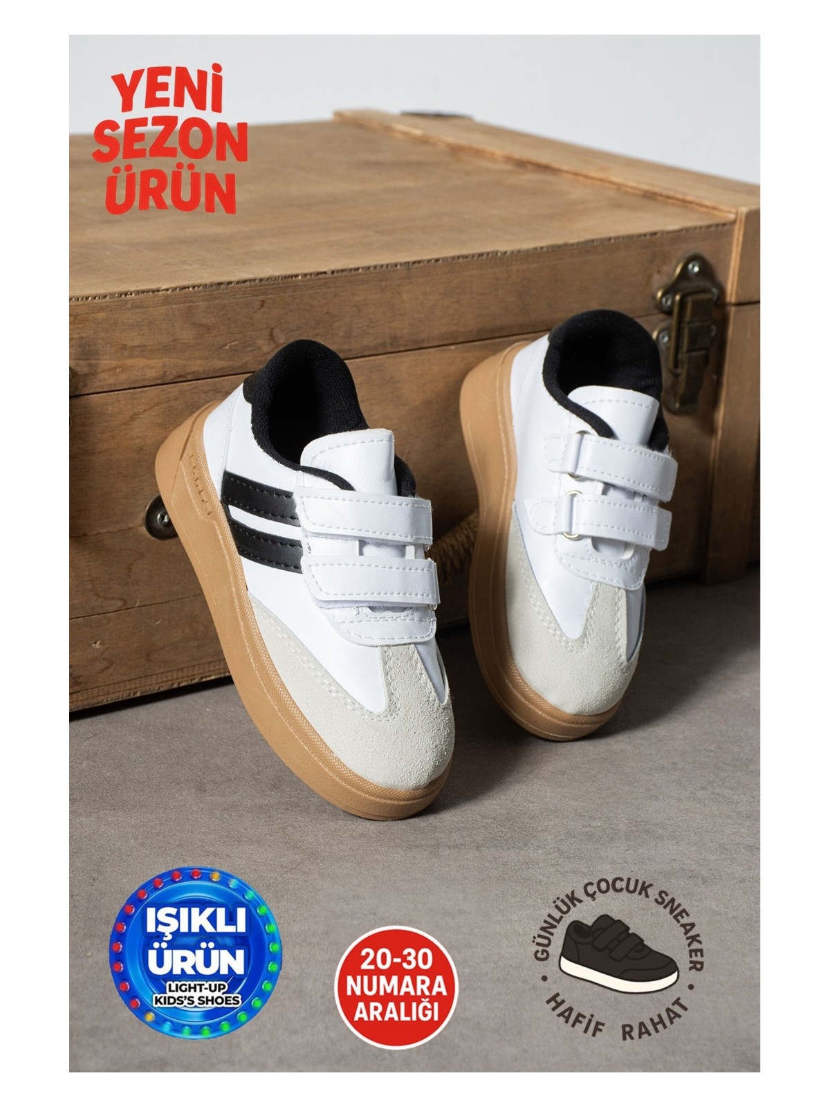 Albishoes Unisex Erkek - Kız - Çocuk Bebek Işıklı Cırtlı Okul Ayakkabısı Sneaker Çocuk Spor Ayakkabı - Görsel 4