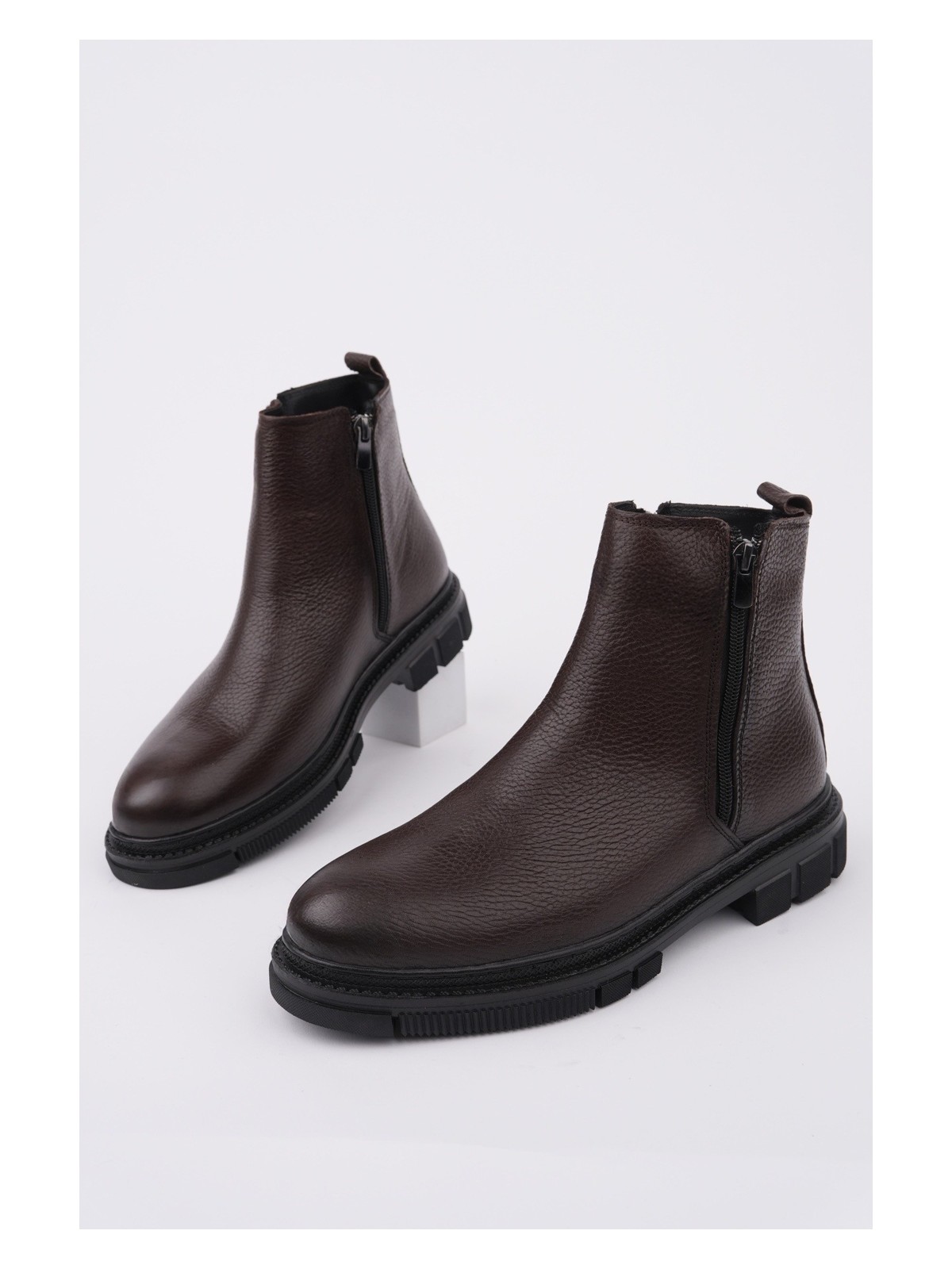 Muggo Chelsea Hakiki Deri Çift Fermuarlı Garantili Erkek Kışlık Bot - Görsel 4