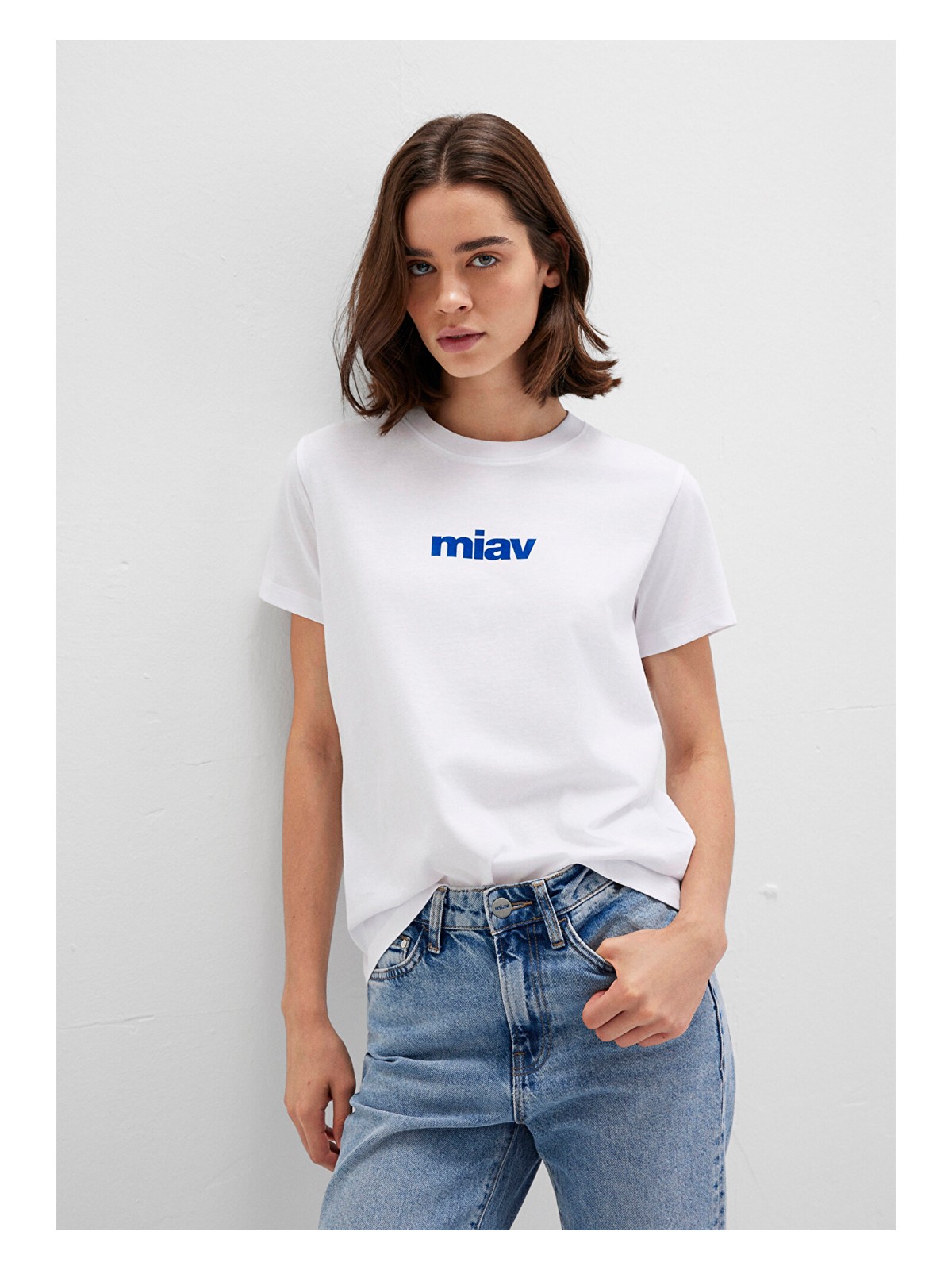 Mavi Miav Baskılı Beyaz Tişört 1610622-620 - Görsel 8