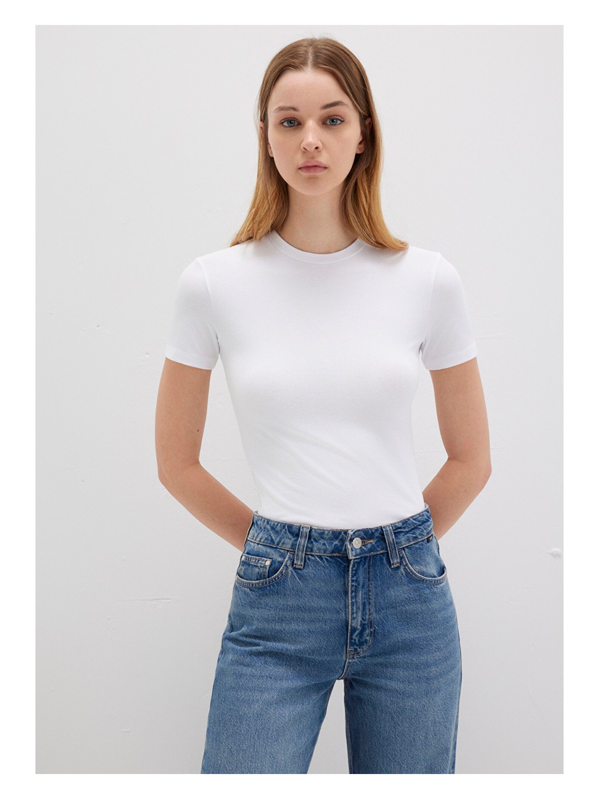 Mavi Soft-Premium Beyaz Basic Modal Karışımlı Tişört 1600963-620 - Görsel 9