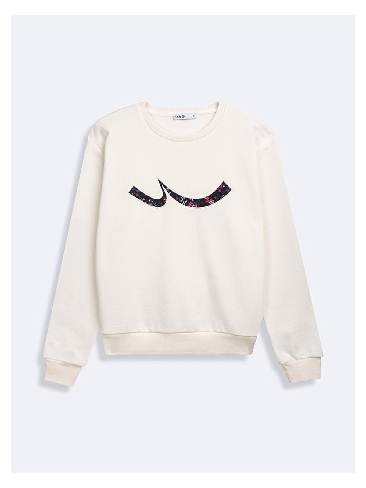 LTB Sıgn Baskılı Sıfır Yaka Uzun Kollu Bej Sweatshırt