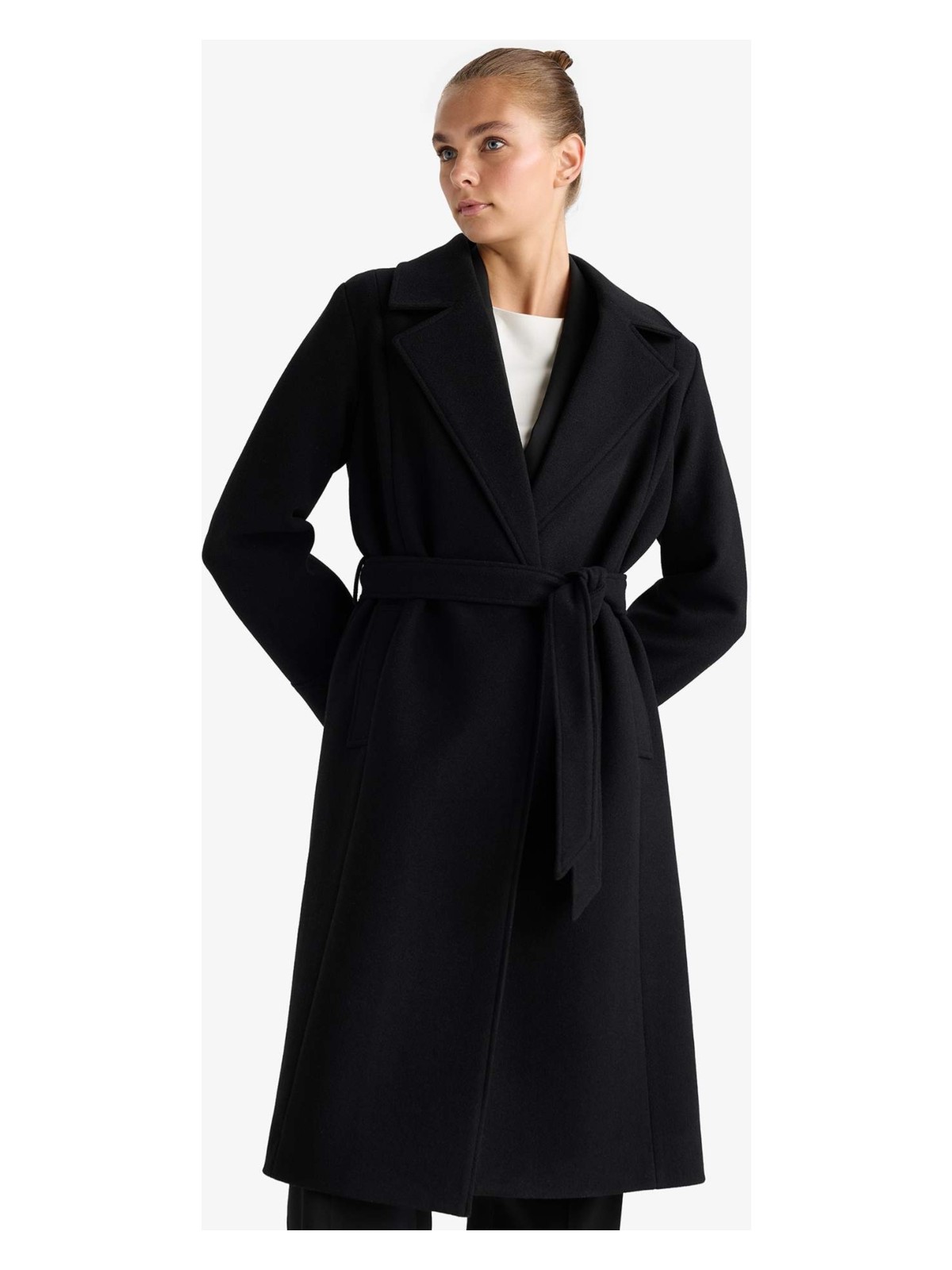 DeFacto Regular Fit Kuşaklı Kaşe Kaban F1207AX25WN - Görsel 3