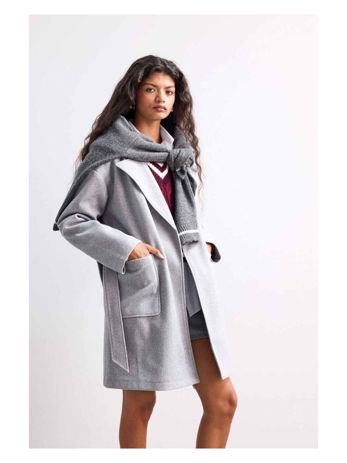 DeFacto Regular Fit Kuşaklı Kaşe Kaban E8636AX25AU