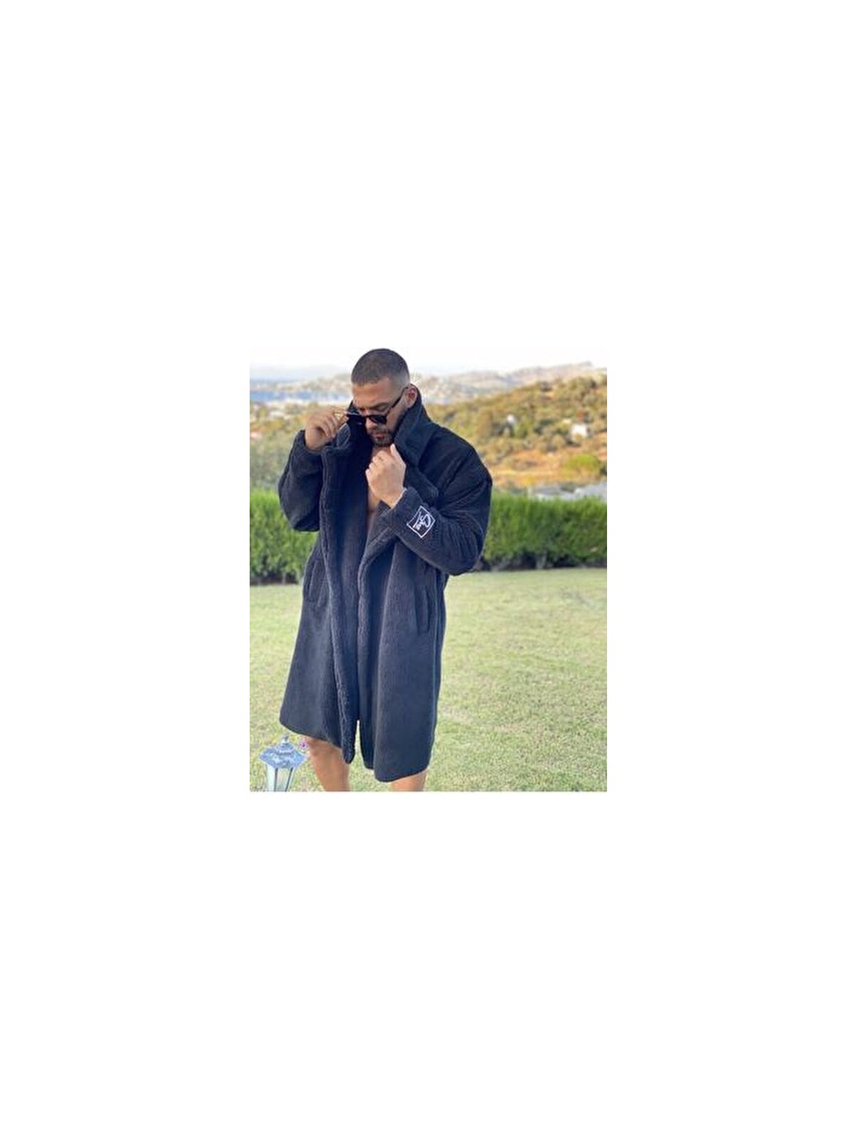 Shal Home Unisex Peluş Kaban Uzun Kol Oversize Extra Uzun Düz Kumaş Kadın Modası - Görsel 4