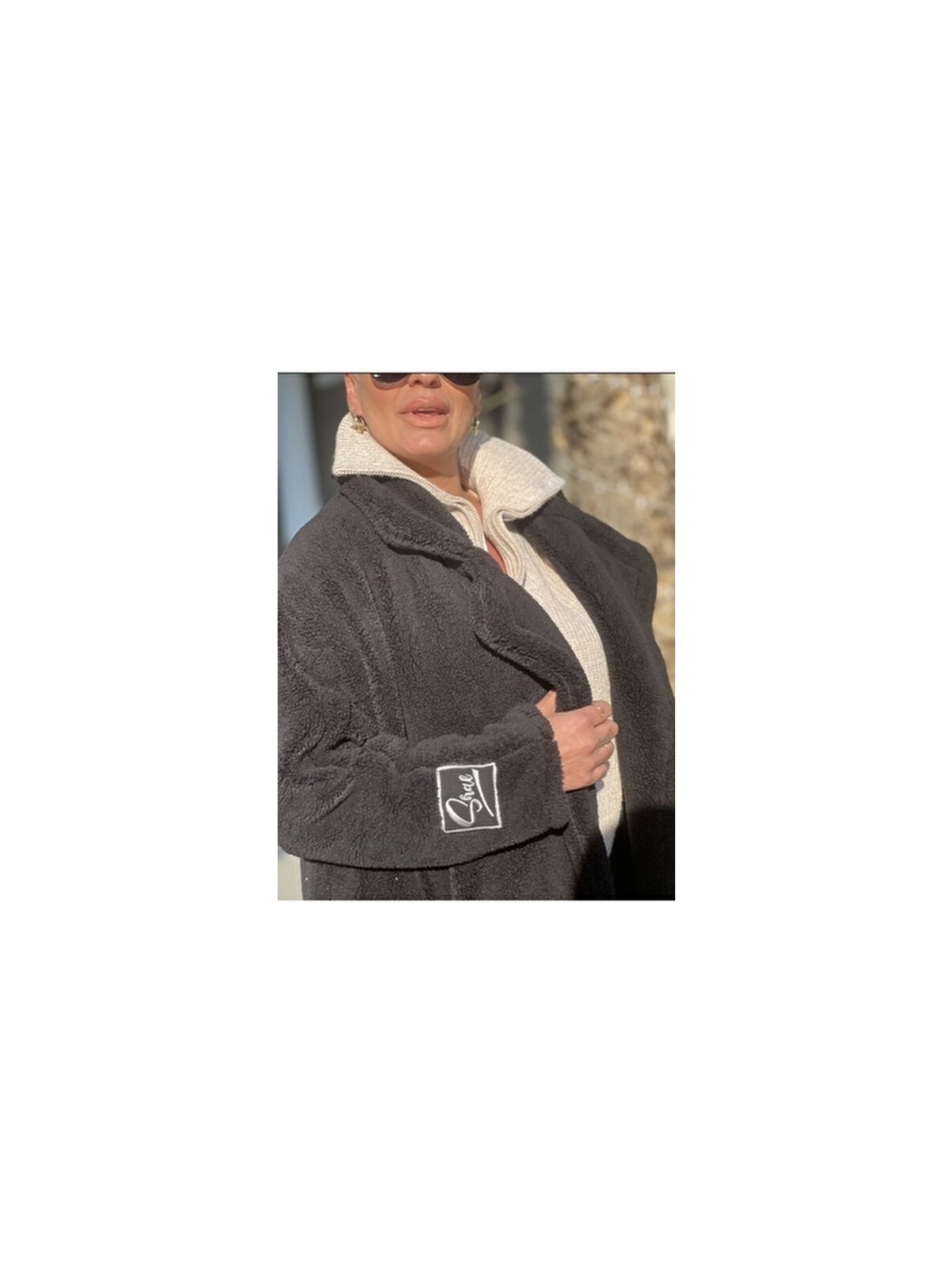 Shal Home Unisex Peluş Kaban Uzun Kol Oversize Extra Uzun Düz Kumaş Kadın Modası - Görsel 5