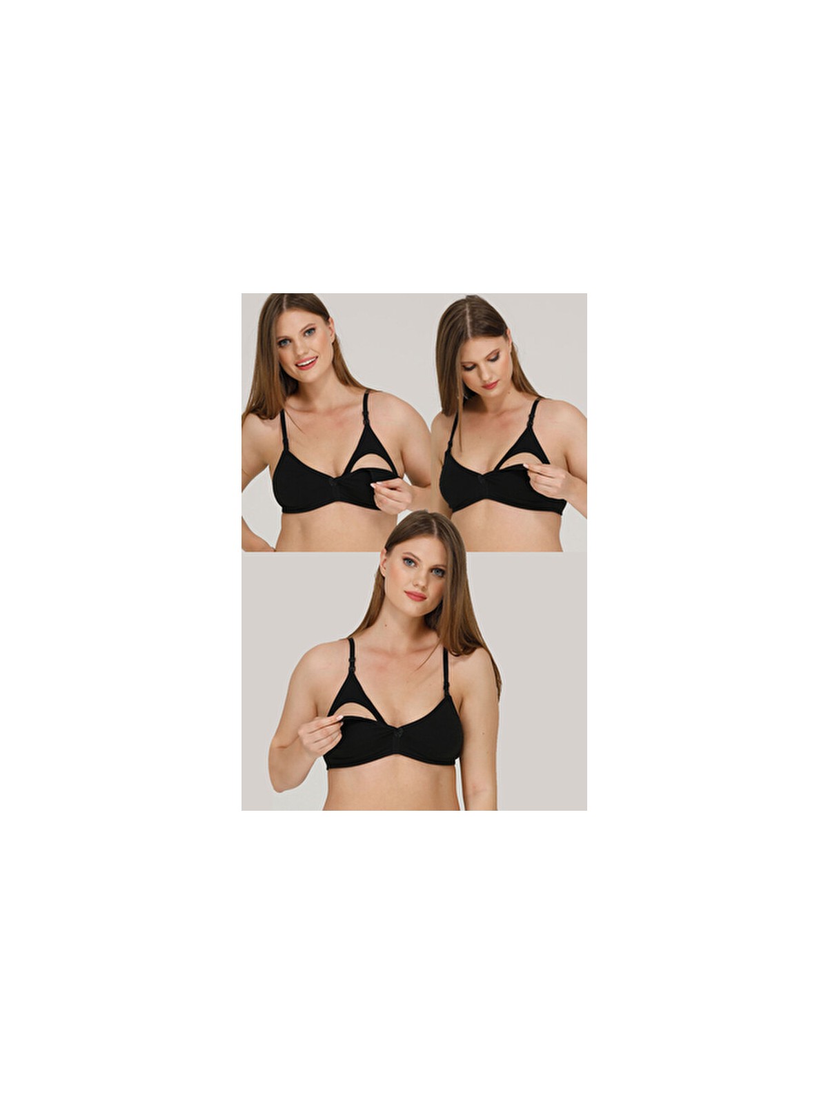 Parlingerie 3lü Emzirme Sütyeni Gri - Görsel 4