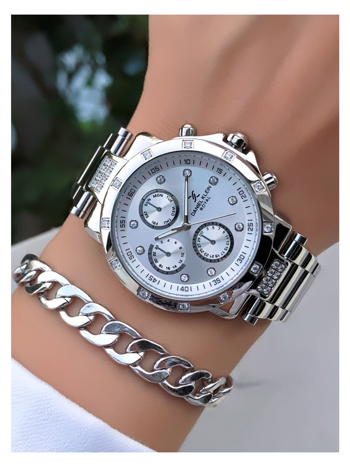 Daniel Klein Orijinal Kadın Kol Saati Su Geçirmez Gümüş Renk Çelik Kordon Bileklik Hediyeli