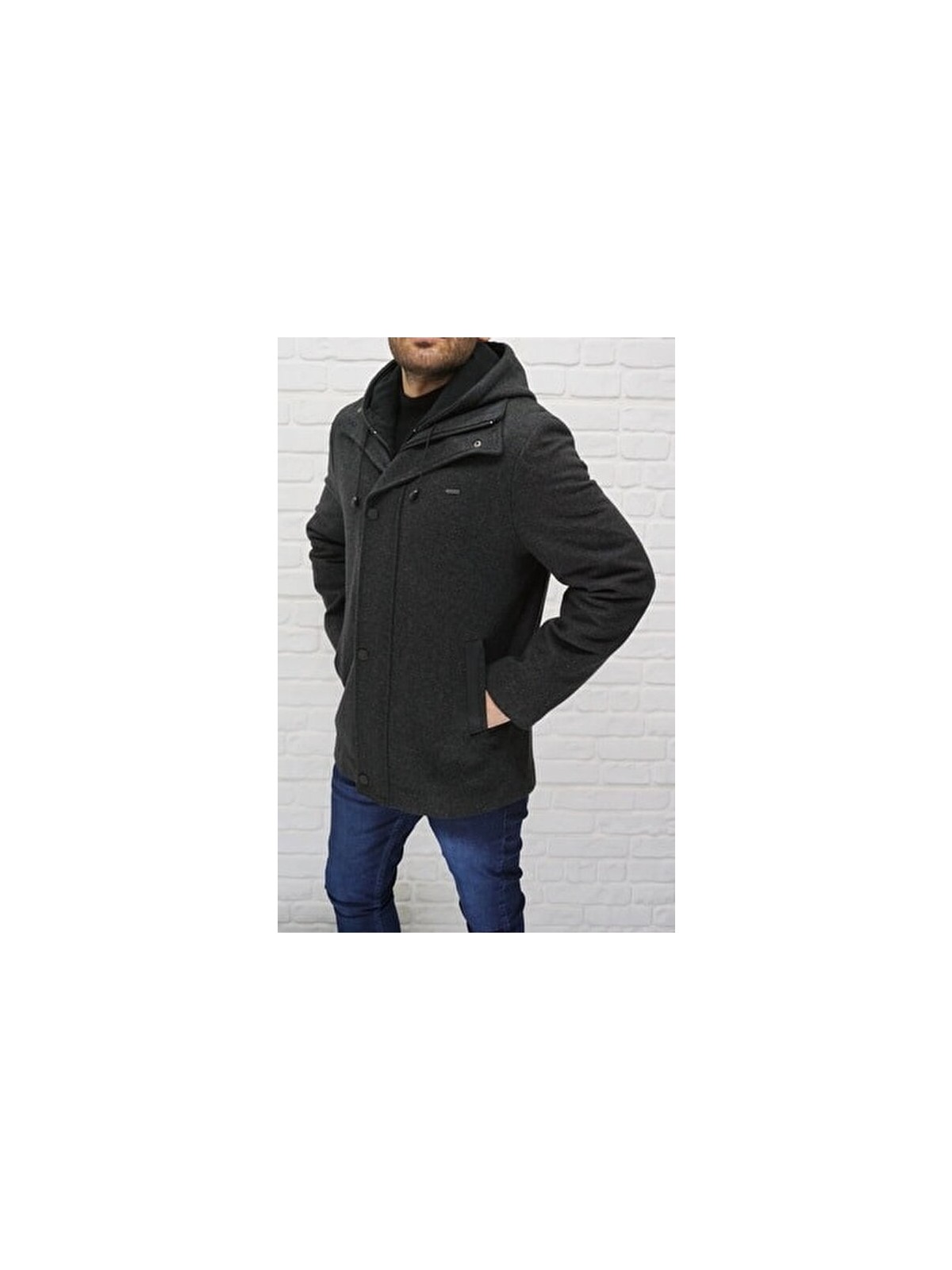 Dynamo Kapüşonlu Yün Karışımlı Kaban Kadınlar İçin Casual Stil Füme Renk - Görsel 3