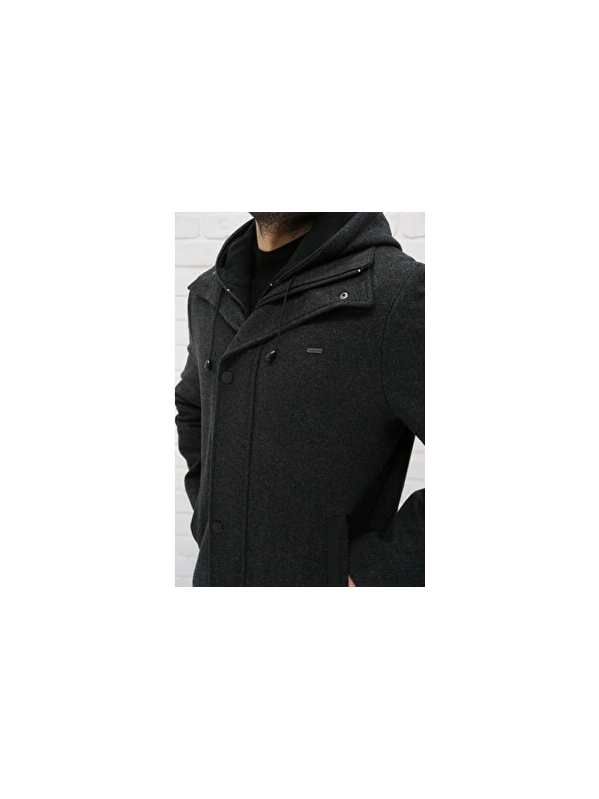 Dynamo Kapüşonlu Yün Karışımlı Kaban Kadınlar İçin Casual Stil Füme Renk - Görsel 6
