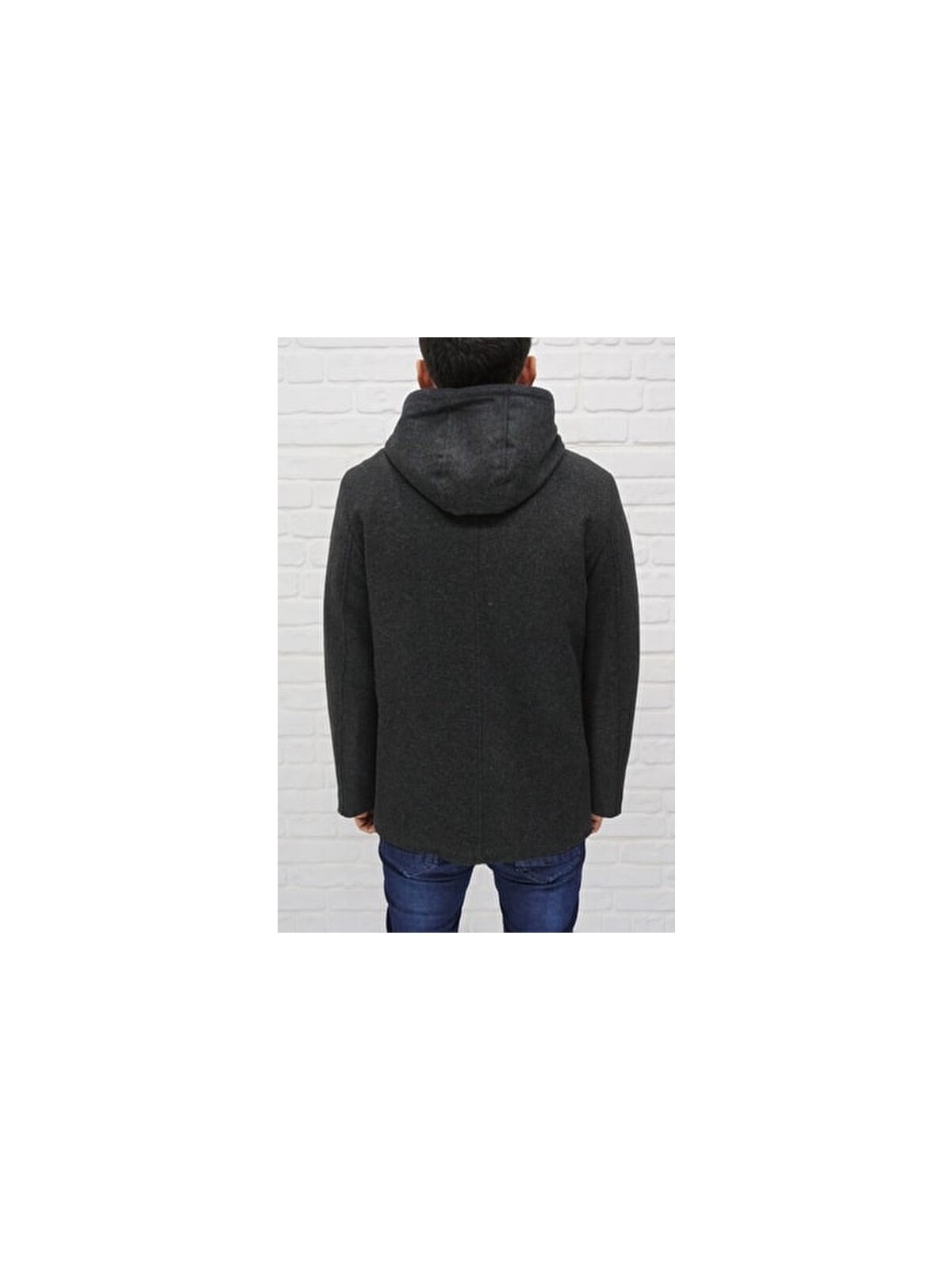 Dynamo Kapüşonlu Yün Karışımlı Kaban Kadınlar İçin Casual Stil Füme Renk - Görsel 7