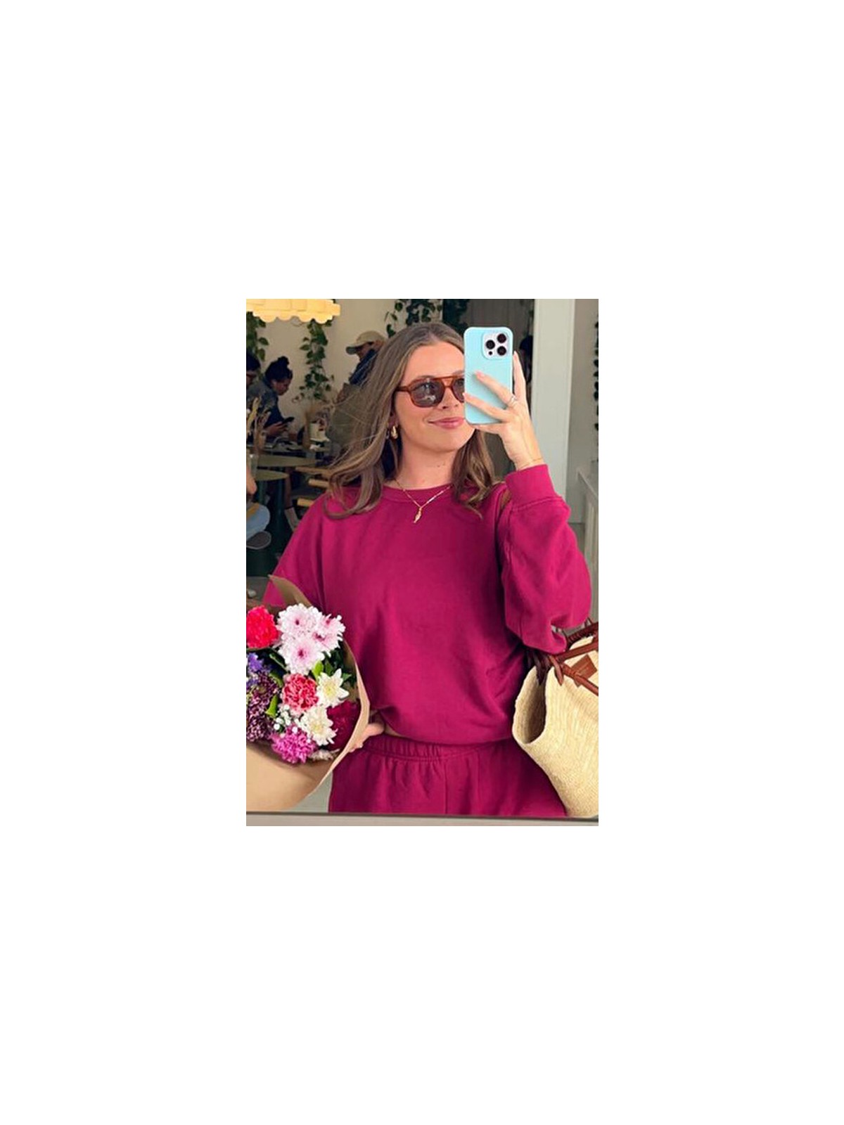 Madmext Kadın Bordo Oversize Basic Sweatshirt Rahat Kullanım İçin Tasarlandı - Görsel 2