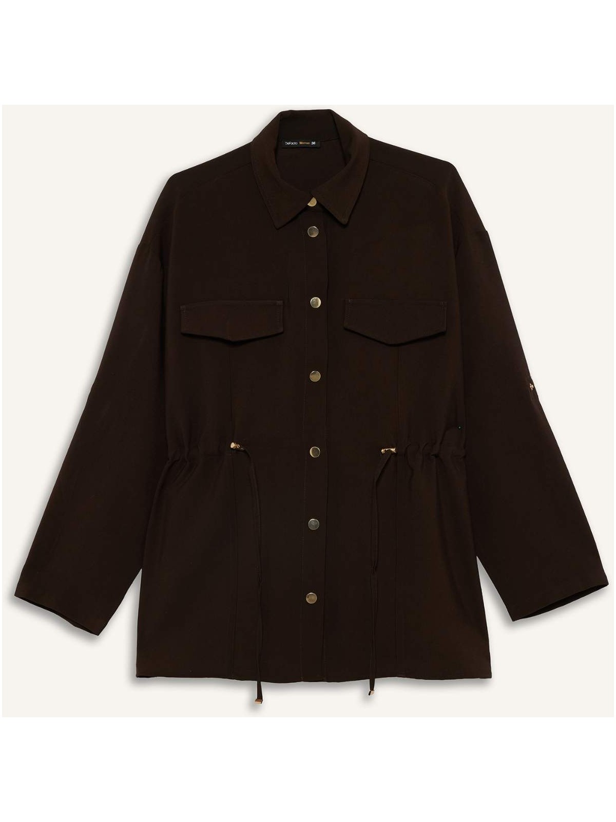 DeFacto Regular Fit Beli Lastikli Tencel Ceket F6241AX25AU