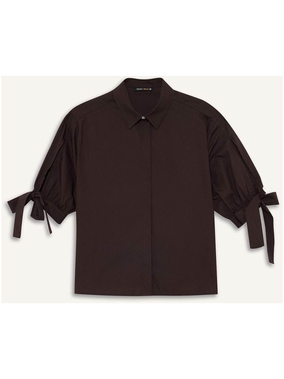 DeFacto %100 Pamuk Regular Fit Bağlama Detaylı Poplin Gömlek F9139AX25WN - Görsel 3