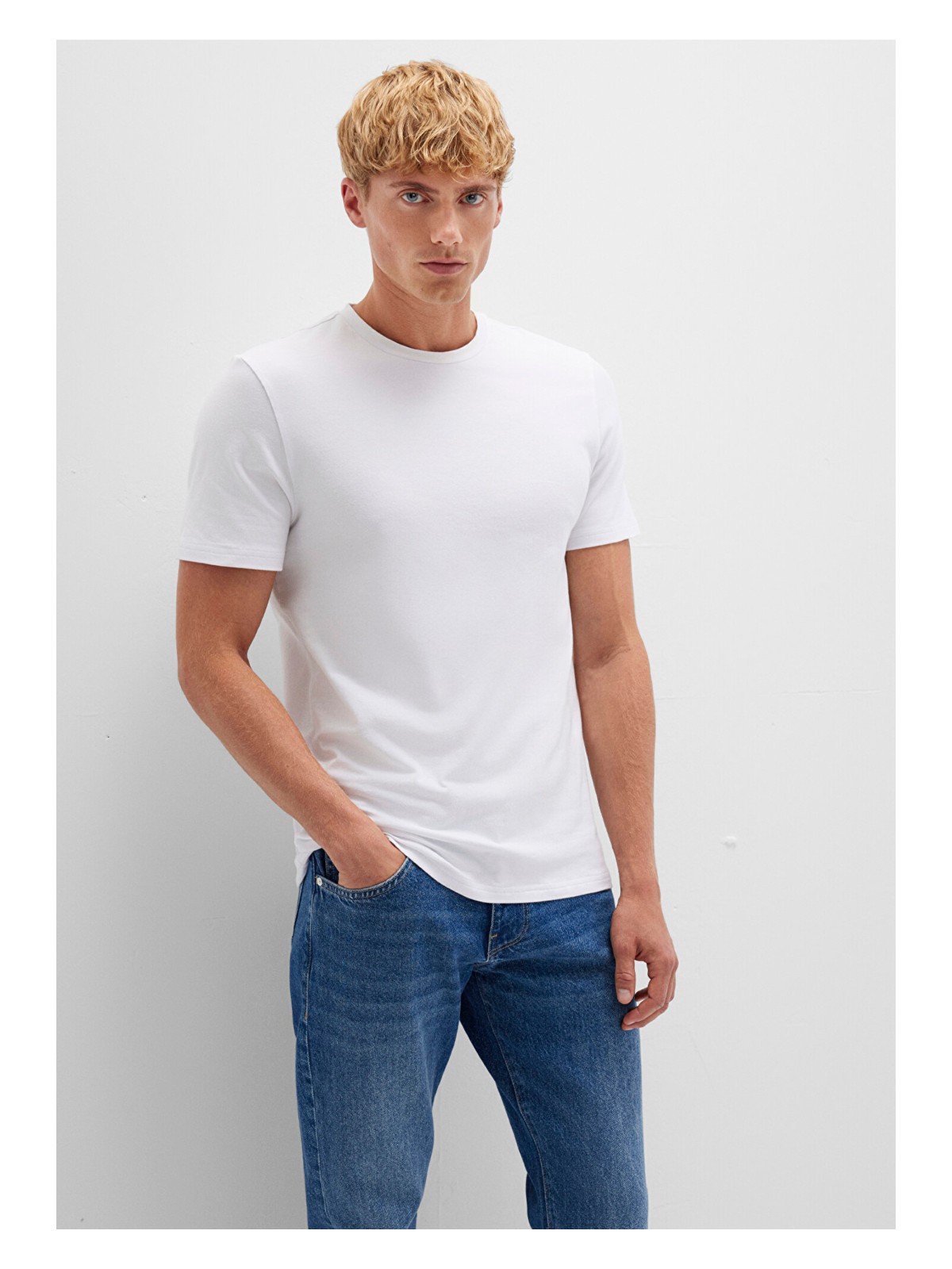 Mavi Stretch Beyaz Basic Tişört 061747-620 - Görsel 8