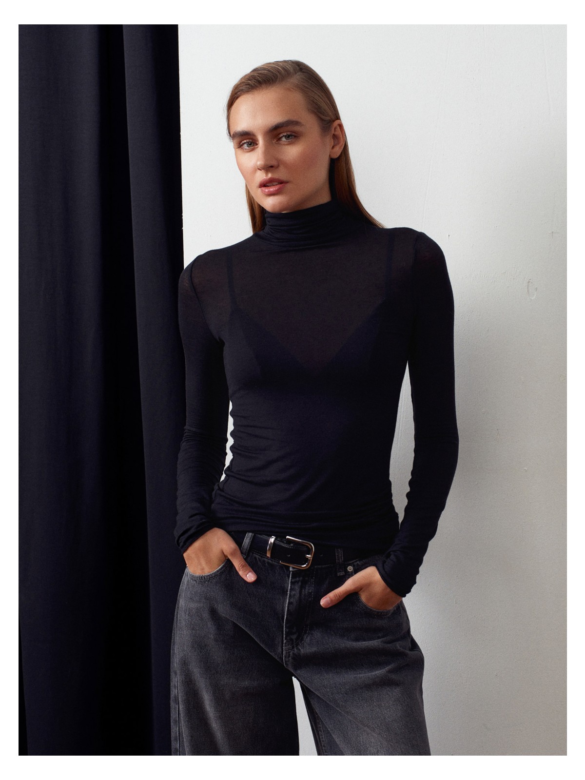 Dilvin 32277 Balıkçı Yaka Kaşmir Bluz-Kahve - Görsel 3